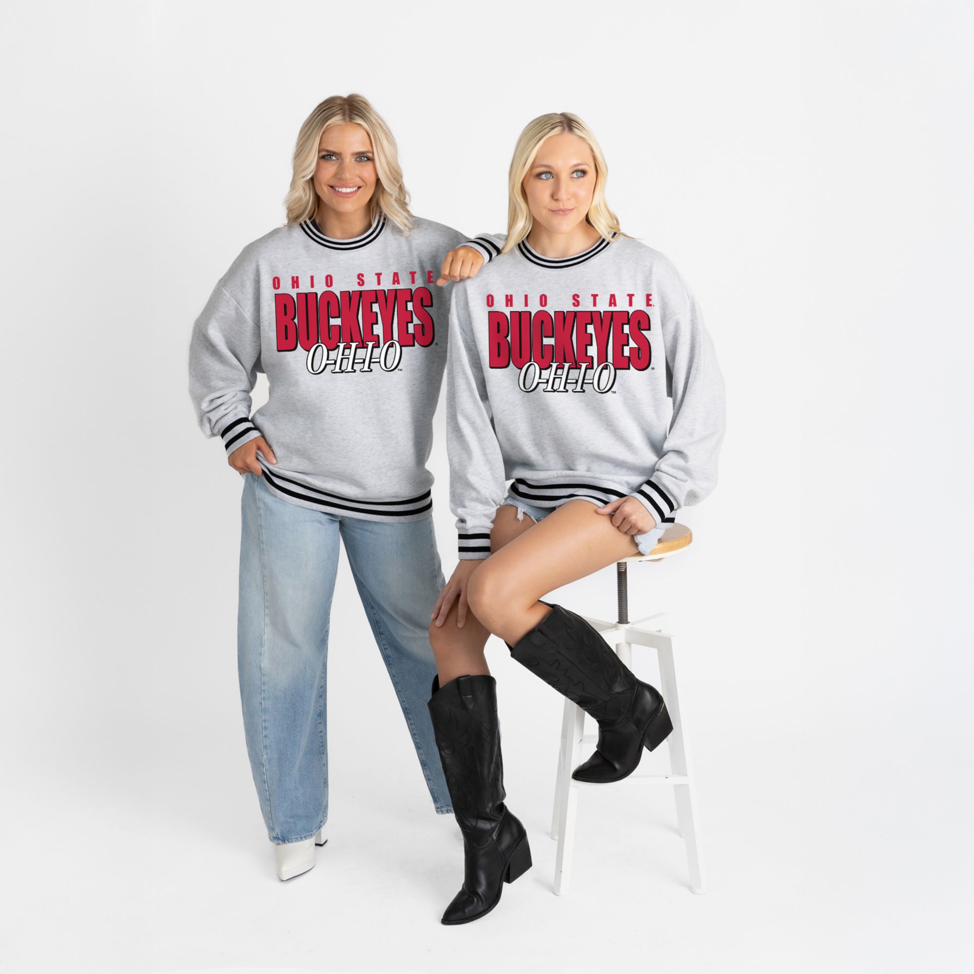 Gameday Couture Women's Ohio State Buckeyes White Ringer Crewneck Sweatshirt product image