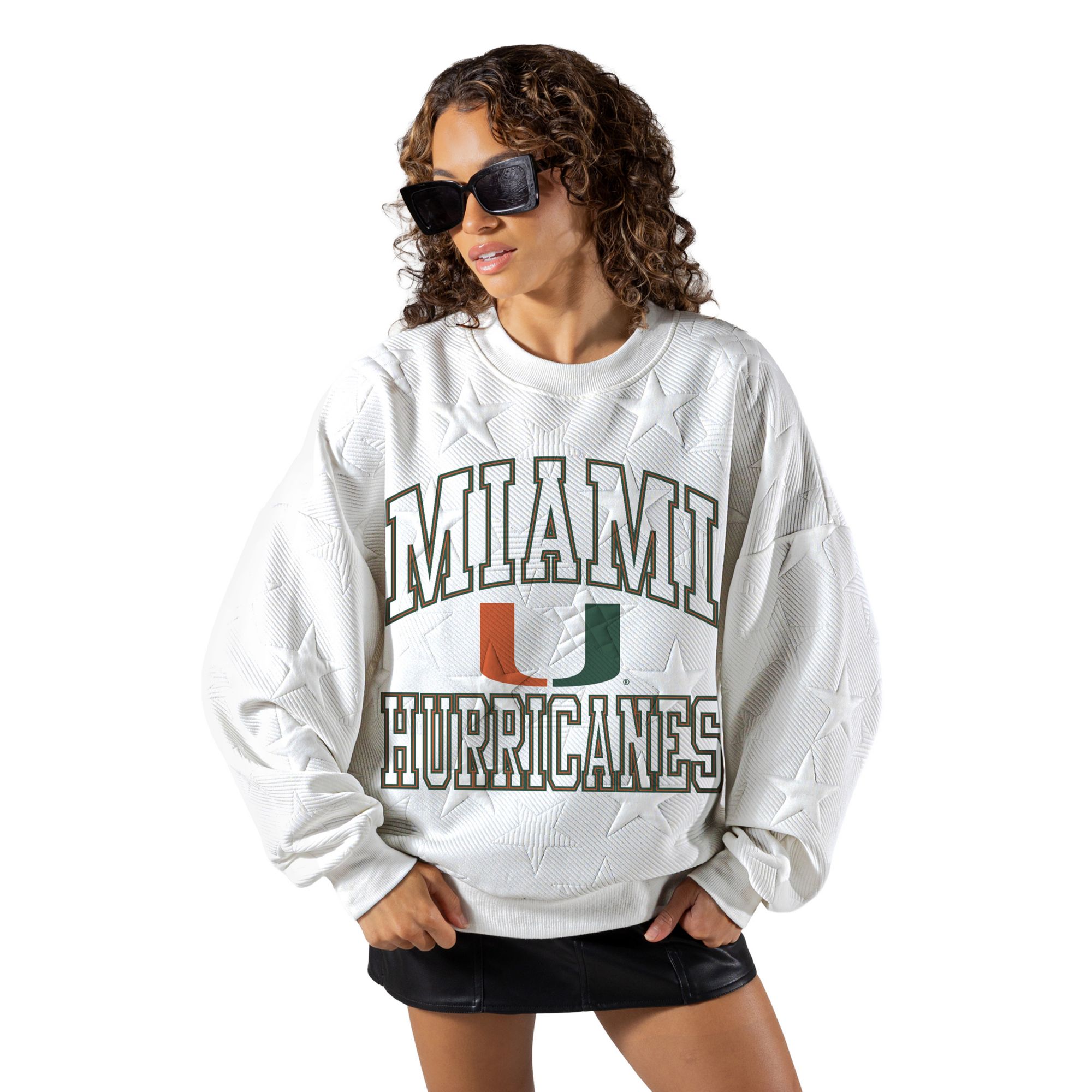 Gameday Couture Women's Miami Hurricanes Embossed Stars Premium Crewneck Sweatshirt product image