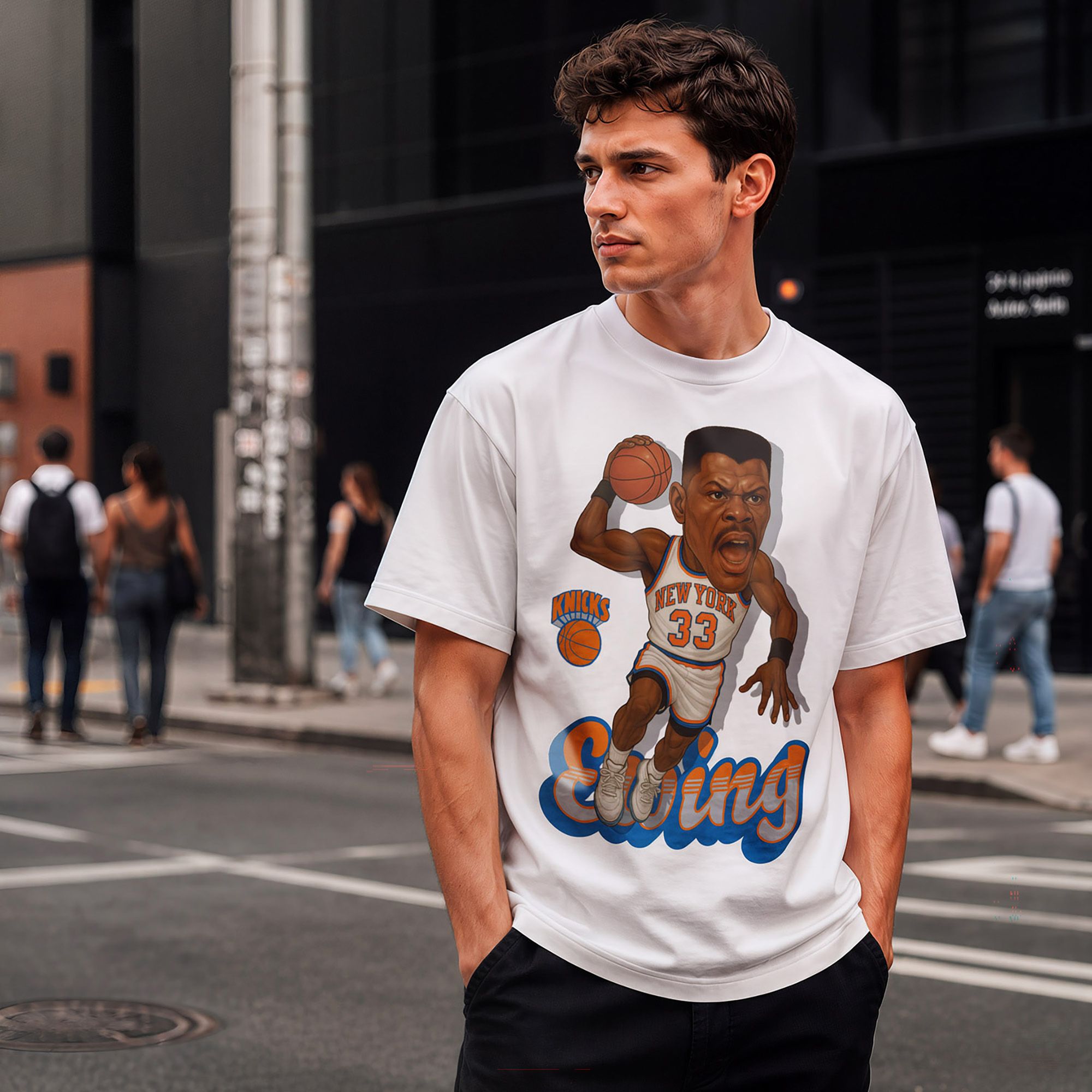 Fickett Classics Men's New York Knicks White Ewing Legends T-Shirt product image