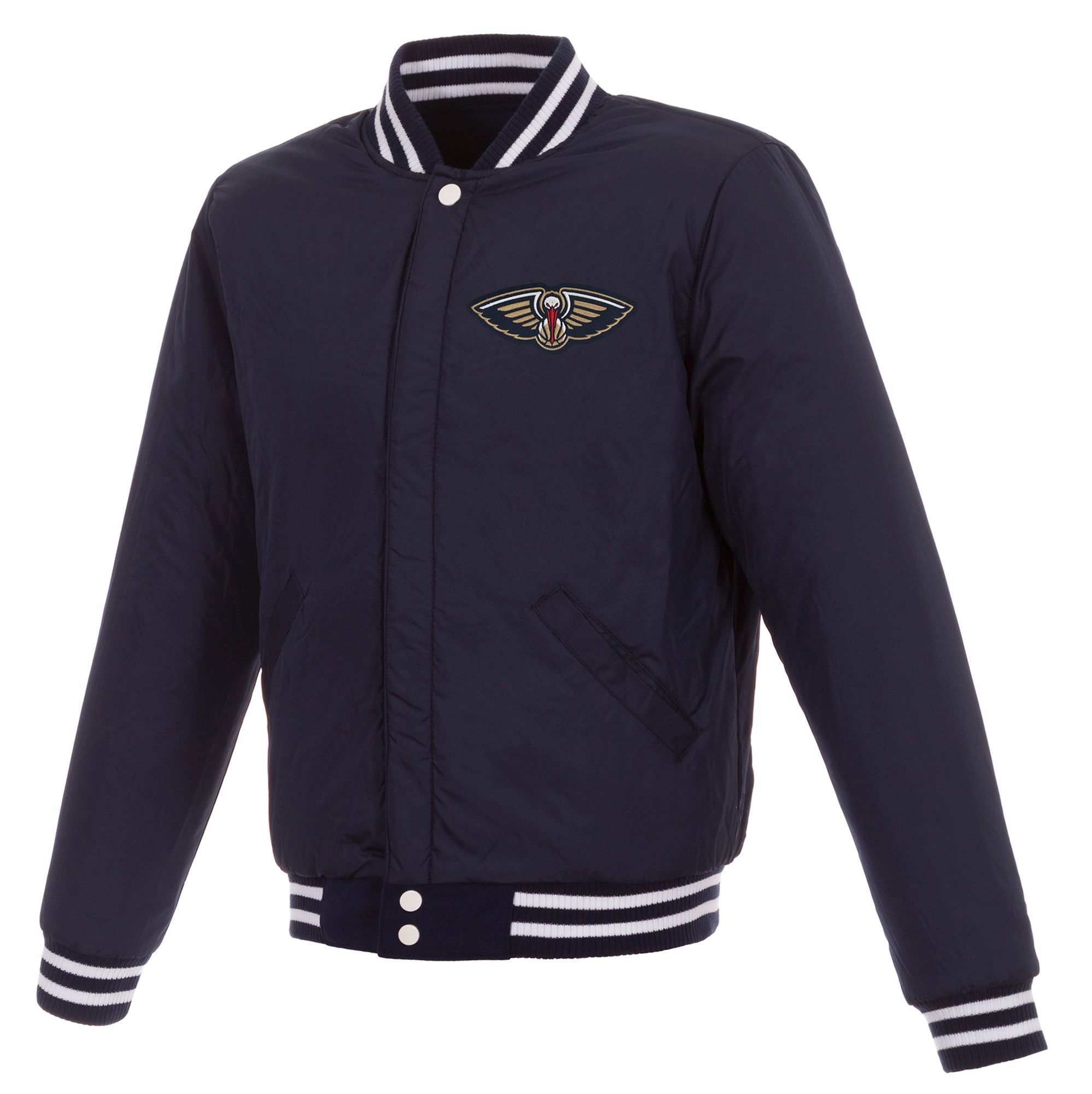 JH Design Men's New Orleans Pelicans Navy Varsity Jacket product image