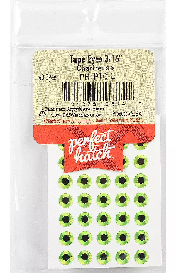 Perfect Hatch Tape Eyes - Chartreuse - 1/4