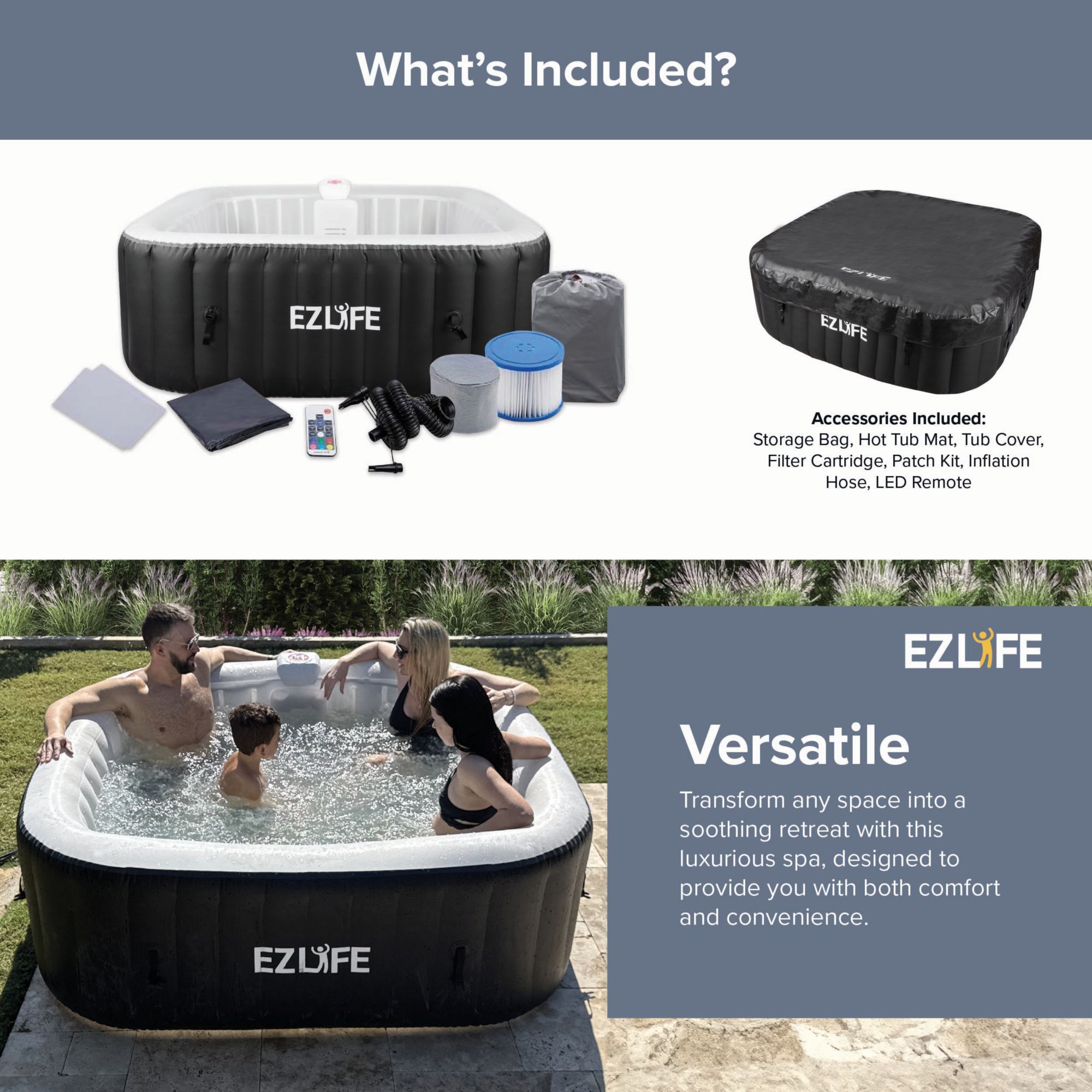 EZLife 6-Person Inflatable Square Spa product image