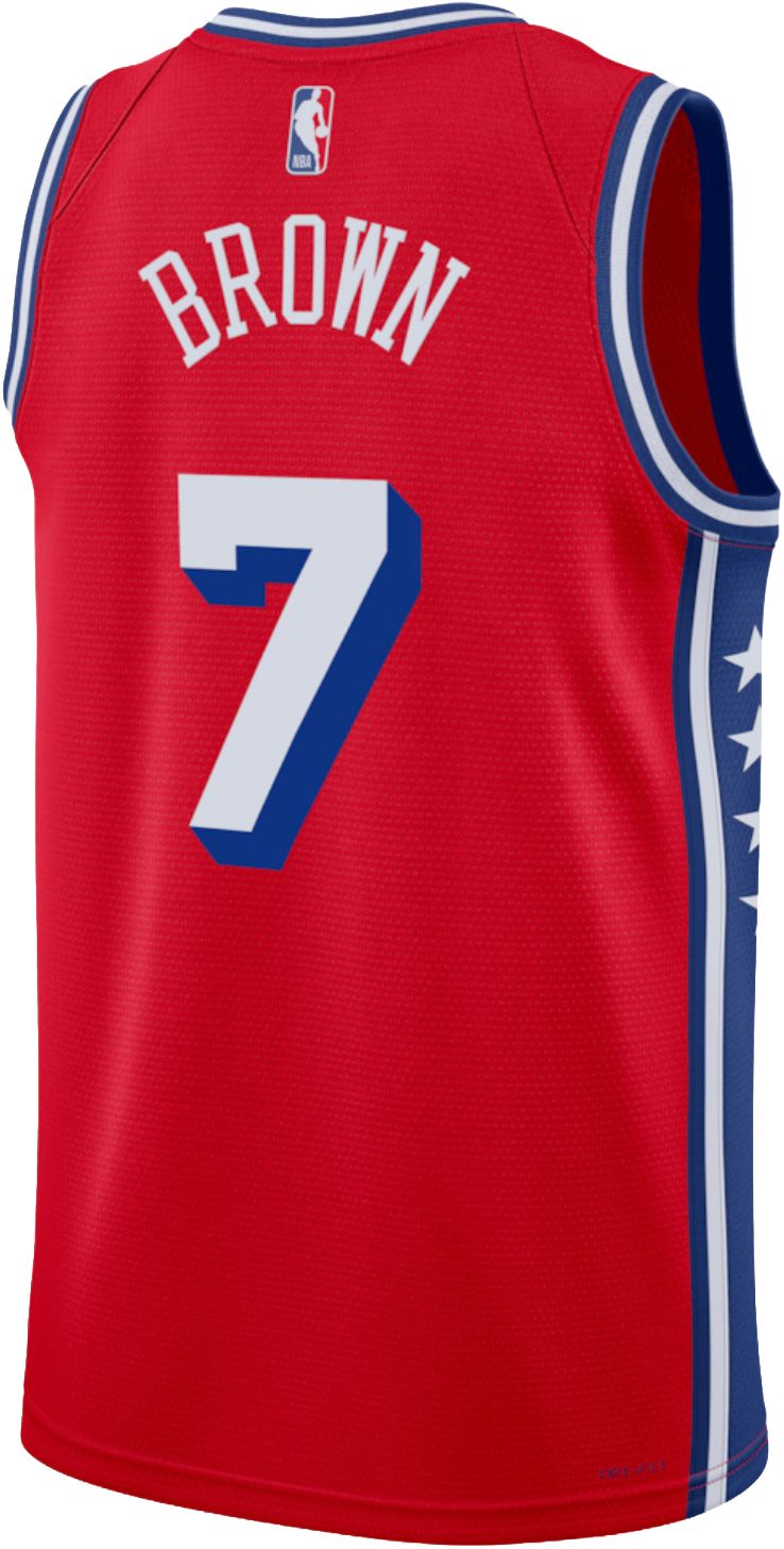 Jordan Adult Philadelphia 76ers Jaylen Brown #7 Red Swingman