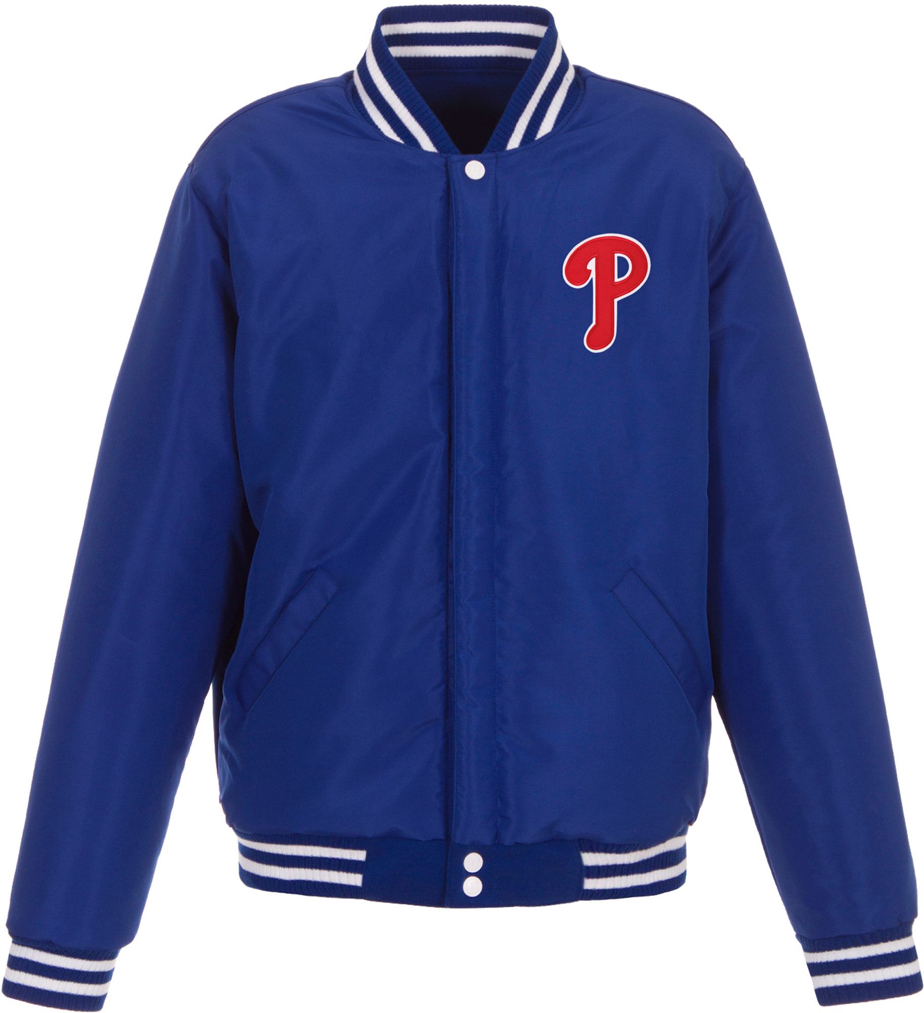JH Design Men's Philadelphia Phillies Red Reversible  Varsity Jacket product image