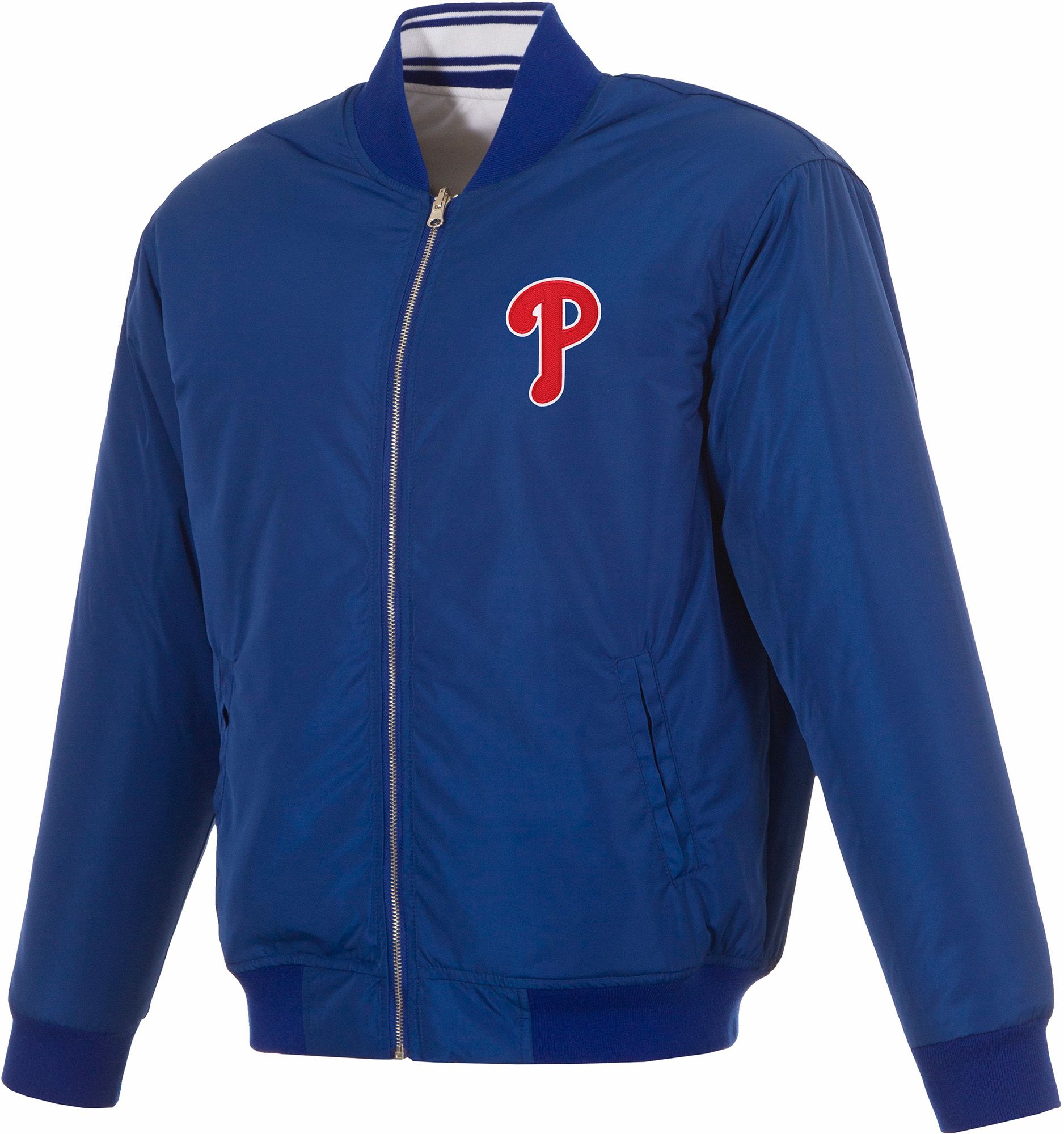JH Design Men's Philadelphia Phillies Full-Zip Reversible Flight Royal Nylon Jacket product image