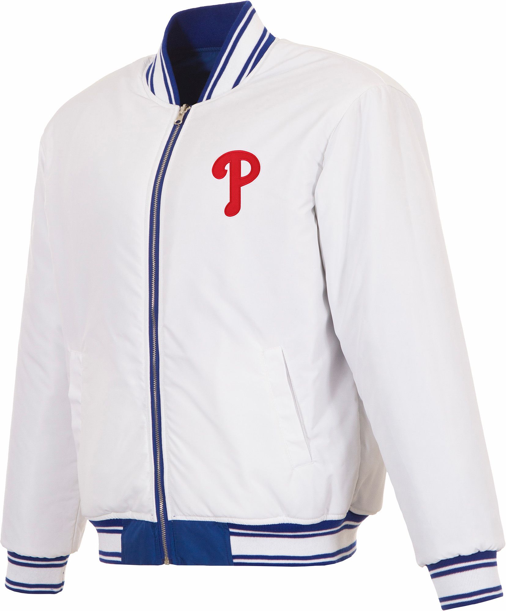 JH Design Men's Philadelphia Phillies Full-Zip Reversible Flight Royal Nylon Jacket product image
