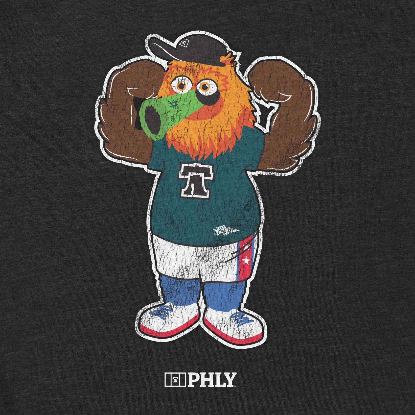ALLCITY Adult Philadelphia Black Mascot Mashup Short Sleeve T-Shirt product image