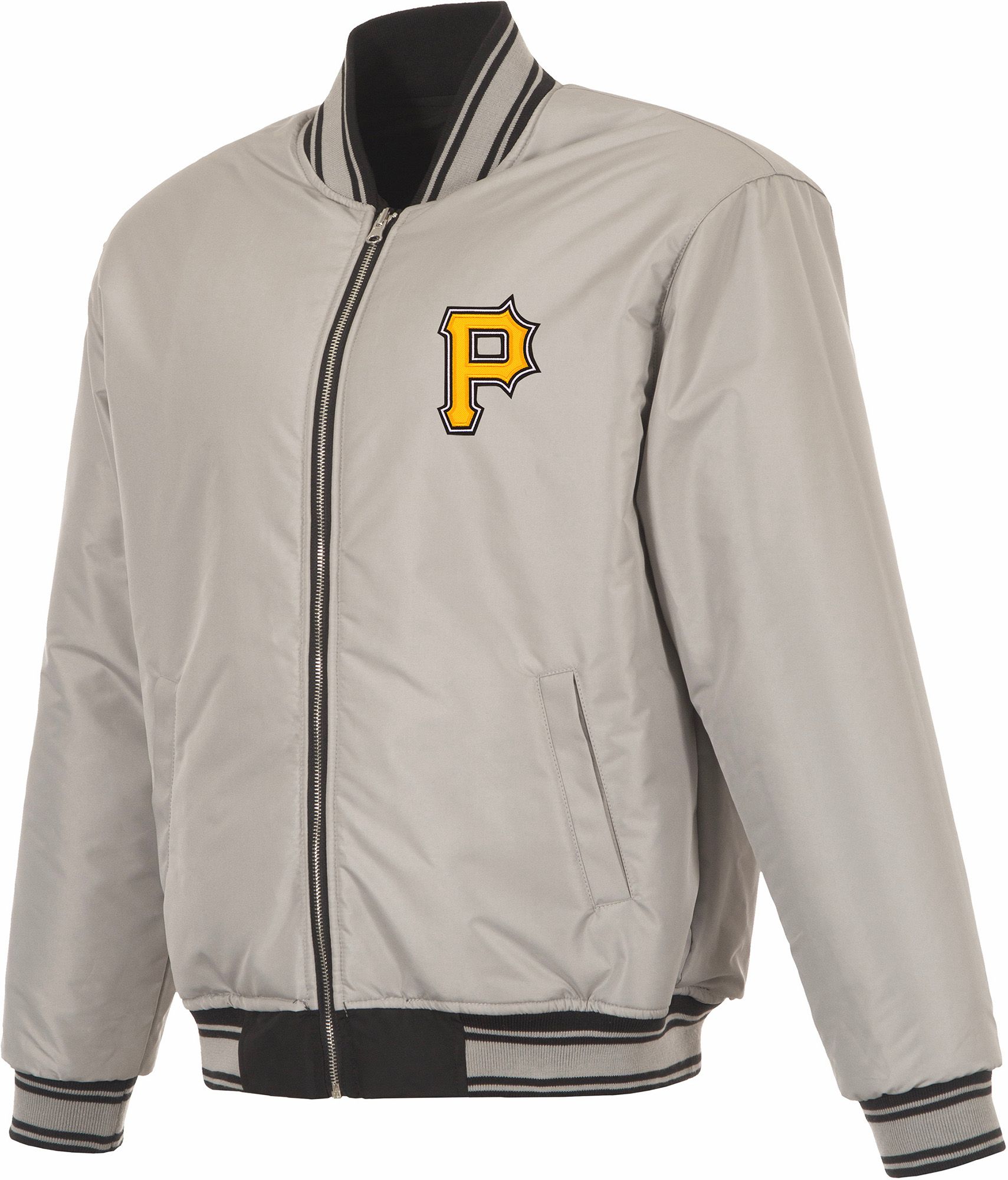 JH Design Men's Pittsburgh Pirates Full-Zip Reversible Flight Black Nylon Jacket product image