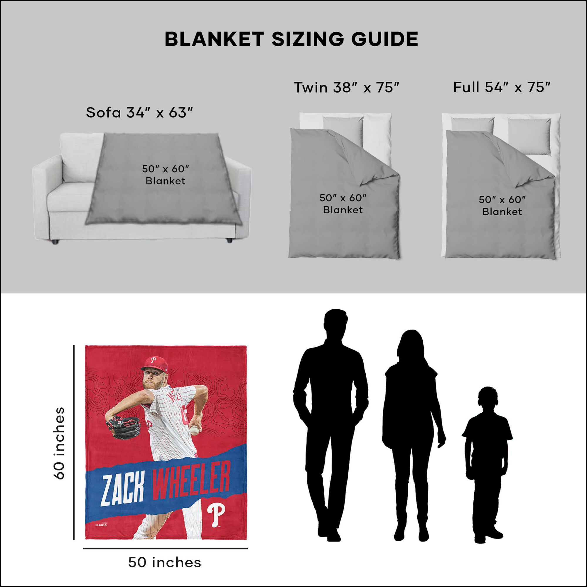 TheNorthwest Philadelphia Phillies Zack Wheeler Touch Throw Blanket product image