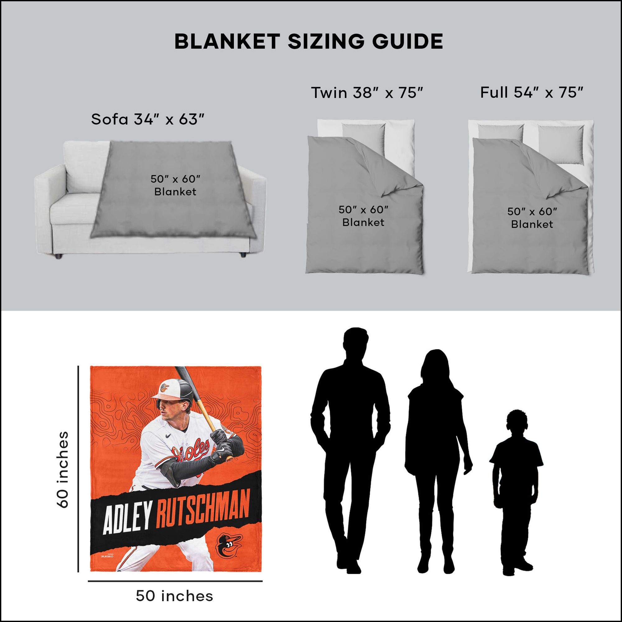 TheNorthwest Baltimore Orioles Adley Rutschman Touch Throw Blanket product image