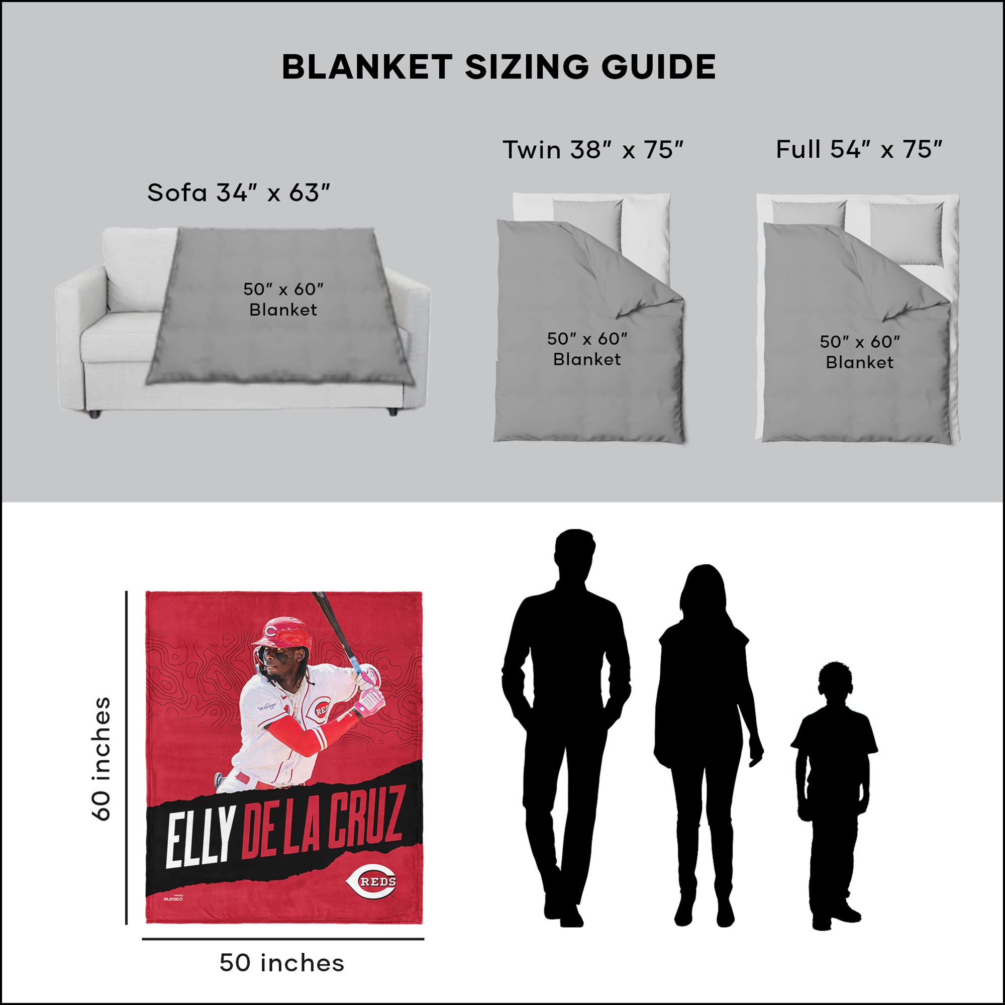 TheNorthwest Cincinnati Reds Elly De La Cruz Touch Throw Blanket product image