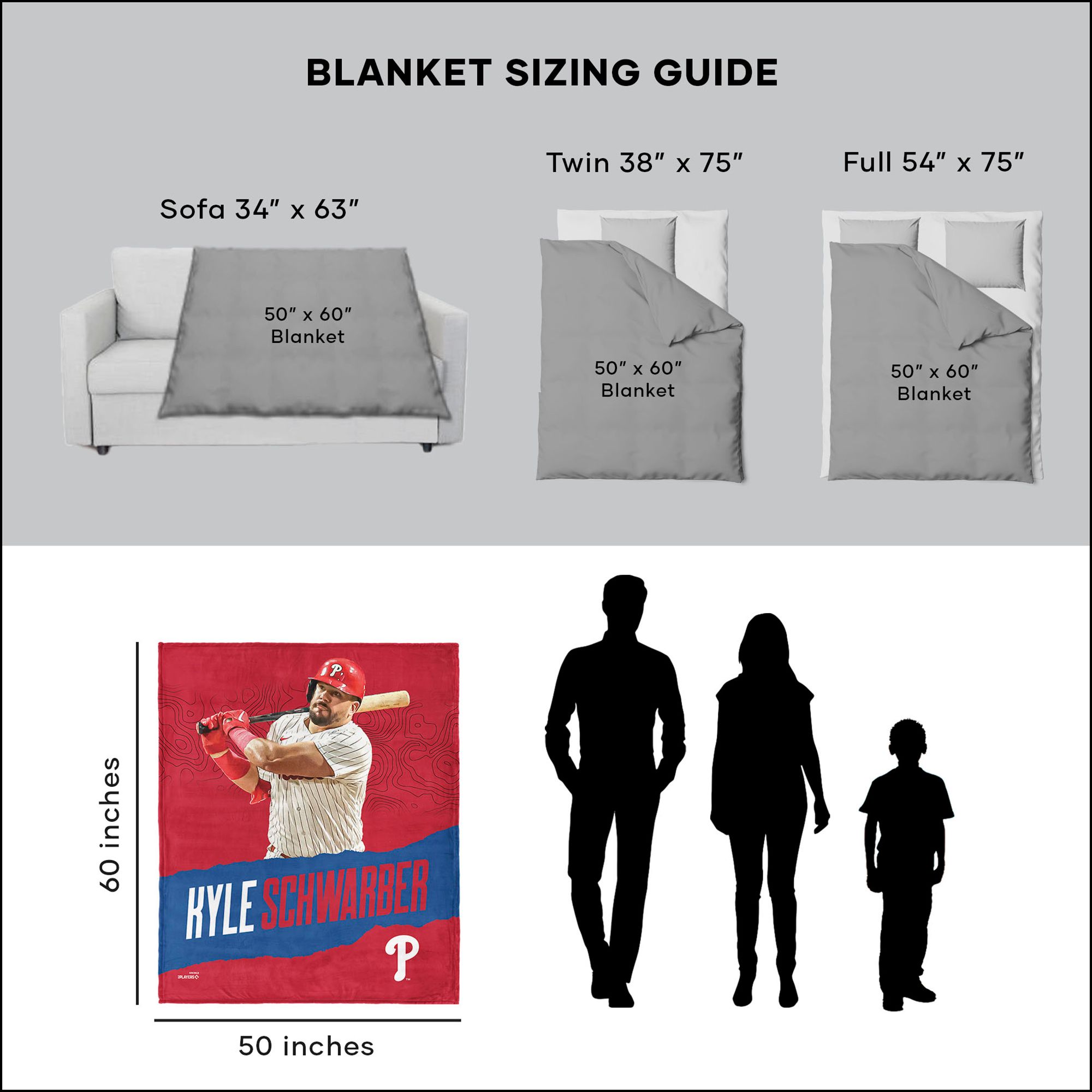 TheNorthwest Philadelphia Phillies Kyle Schwarber Touch Throw Blanket product image