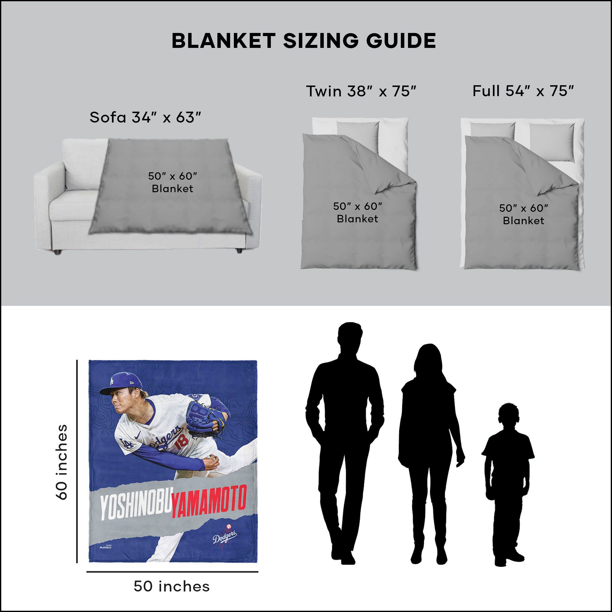 TheNorthwest Los Angeles Dodgers Yoshinobu Yamamoto Touch Throw Blanket product image