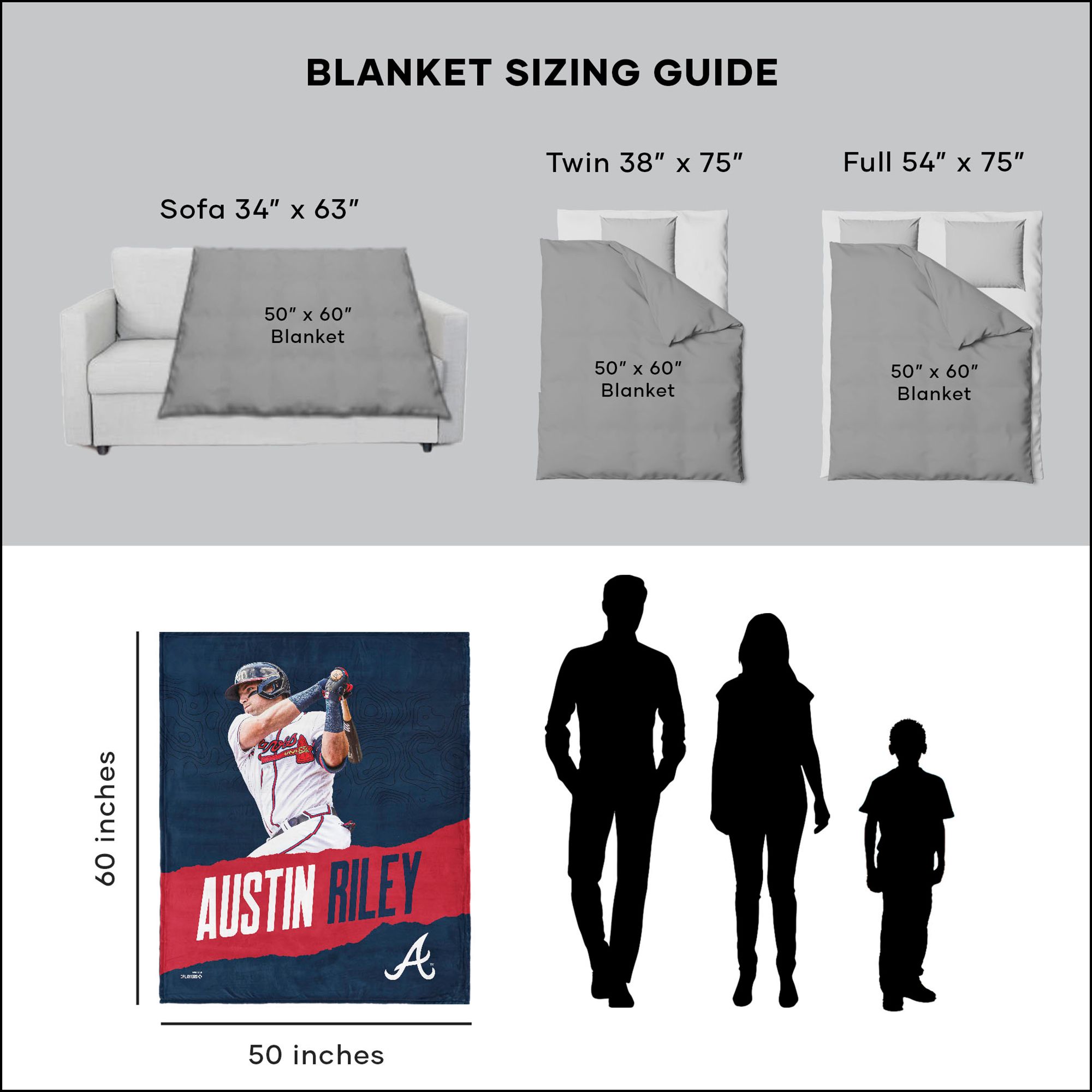 TheNorthwest Atlanta Braves Austin Riley Silk Touch Sherpa Throw product image