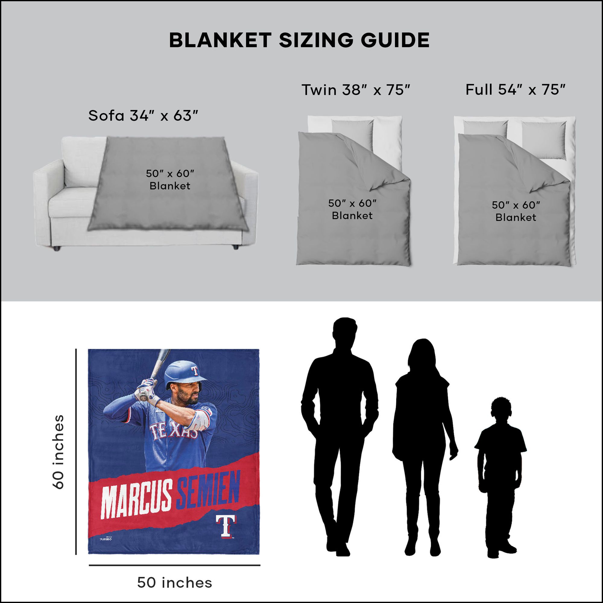TheNorthwest Texas Rangers Marcus Semien Silk Touch Sherpa Throw product image