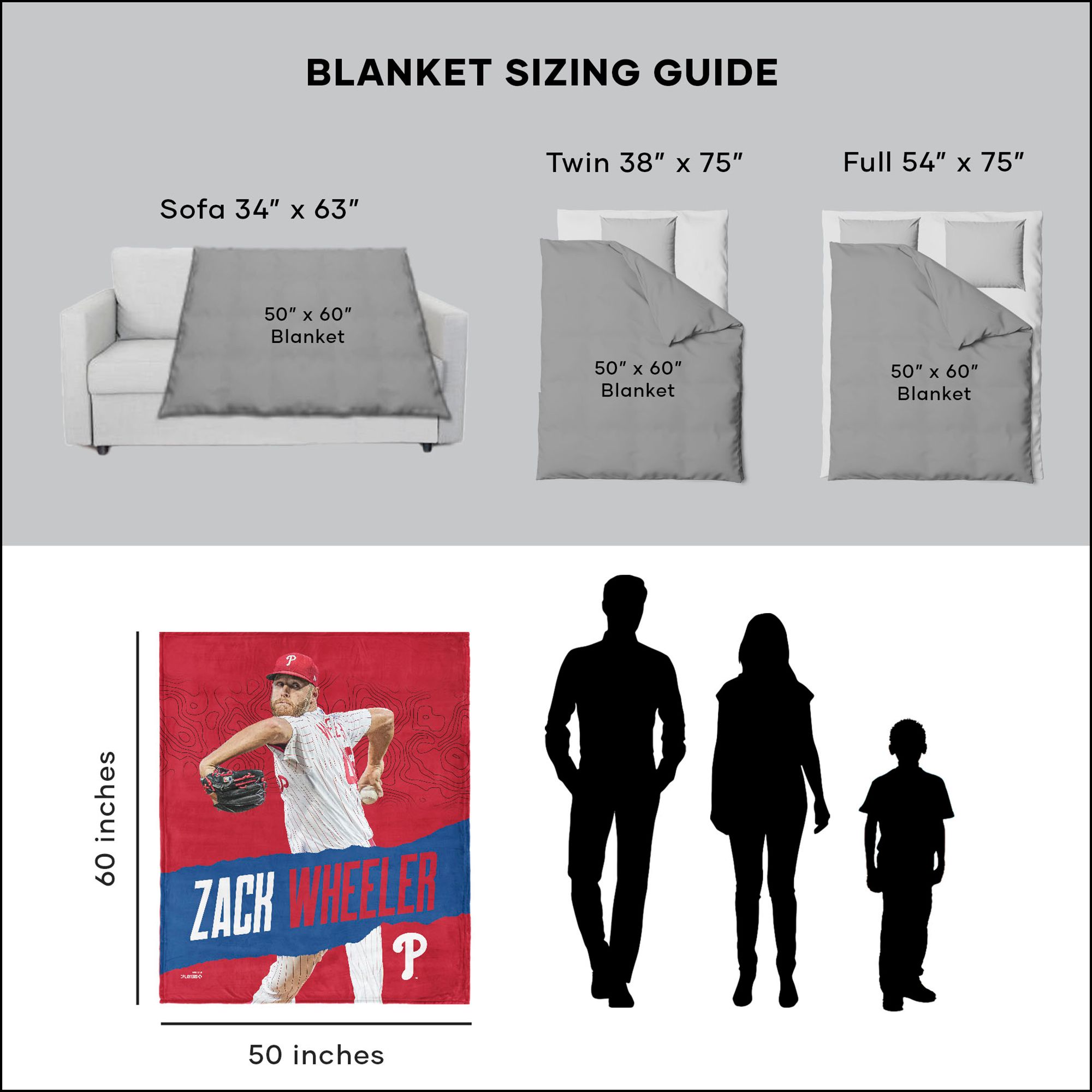 TheNorthwest Philadelphia Phillies Zack Wheeler Silk Touch Sherpa Throw product image