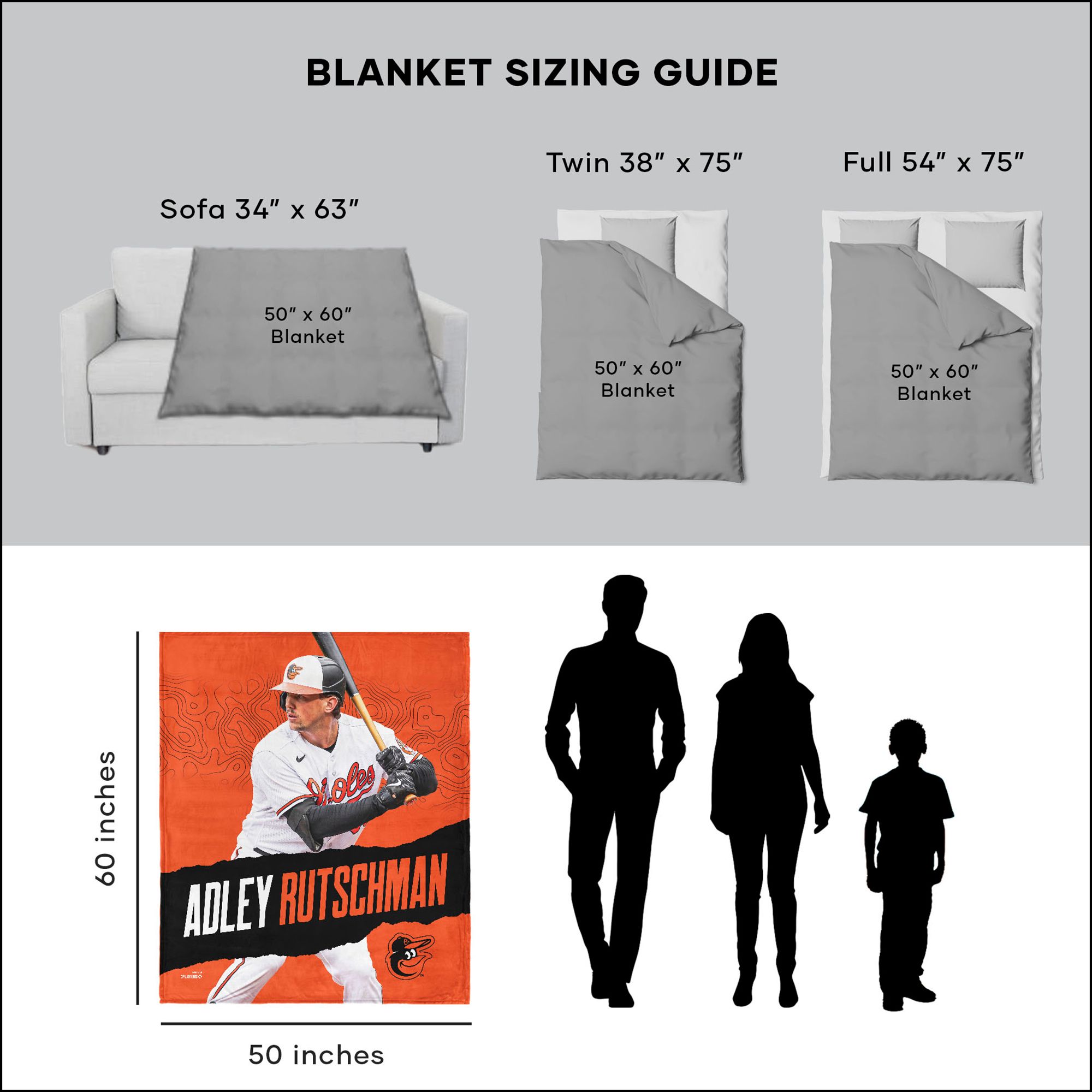 TheNorthwest Baltimore Orioles Adley Rutschman Silk Touch Sherpa Throw product image