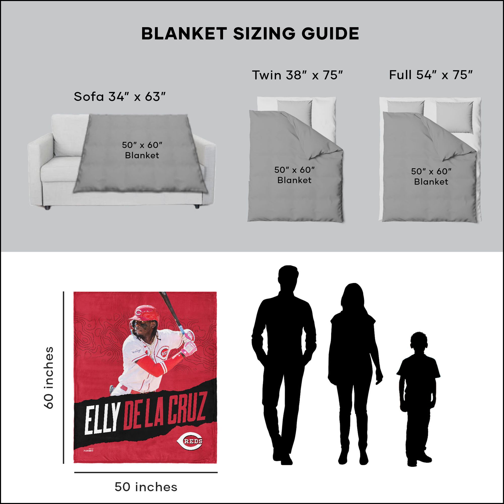 TheNorthwest Cincinnati Reds Elly De La Cruz Silk Touch Sherpa Throw product image
