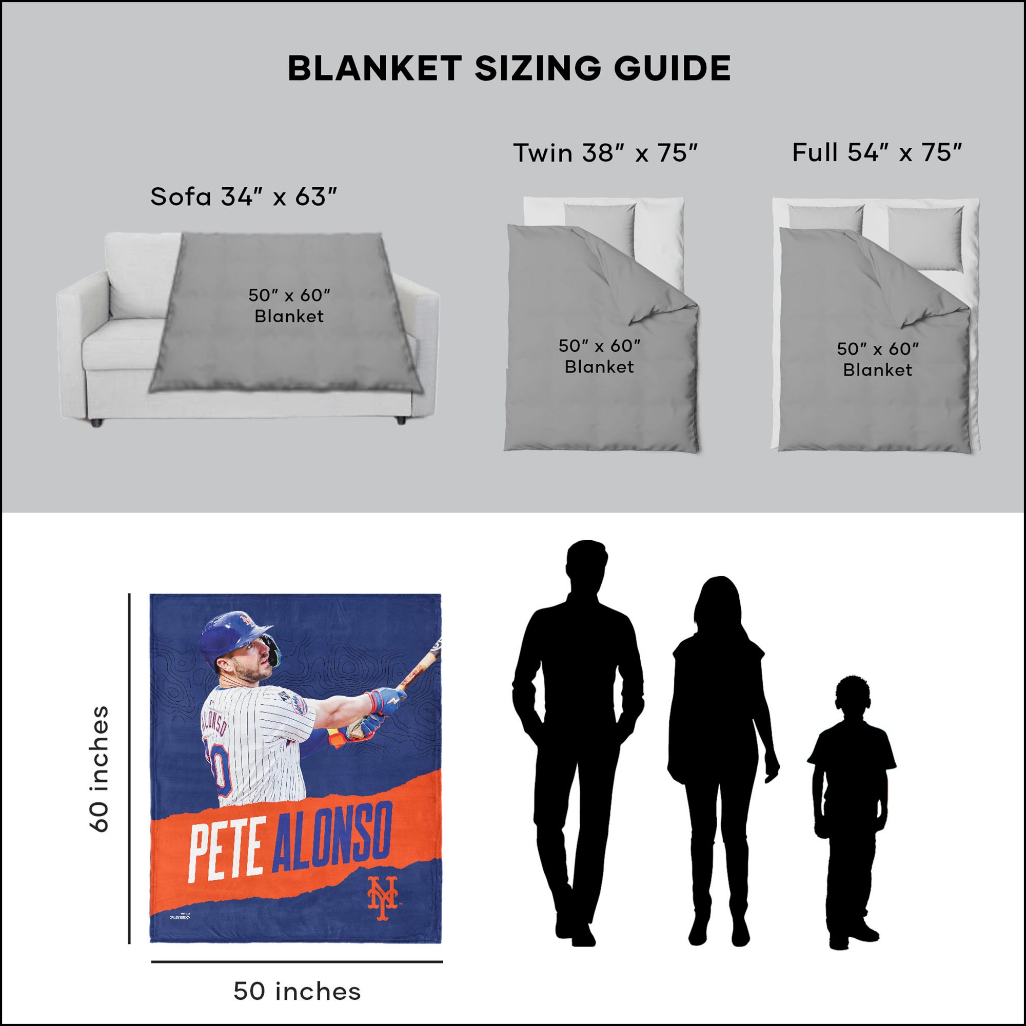 TheNorthwest New York Mets Pete Alonso Silk Touch Sherpa Throw product image