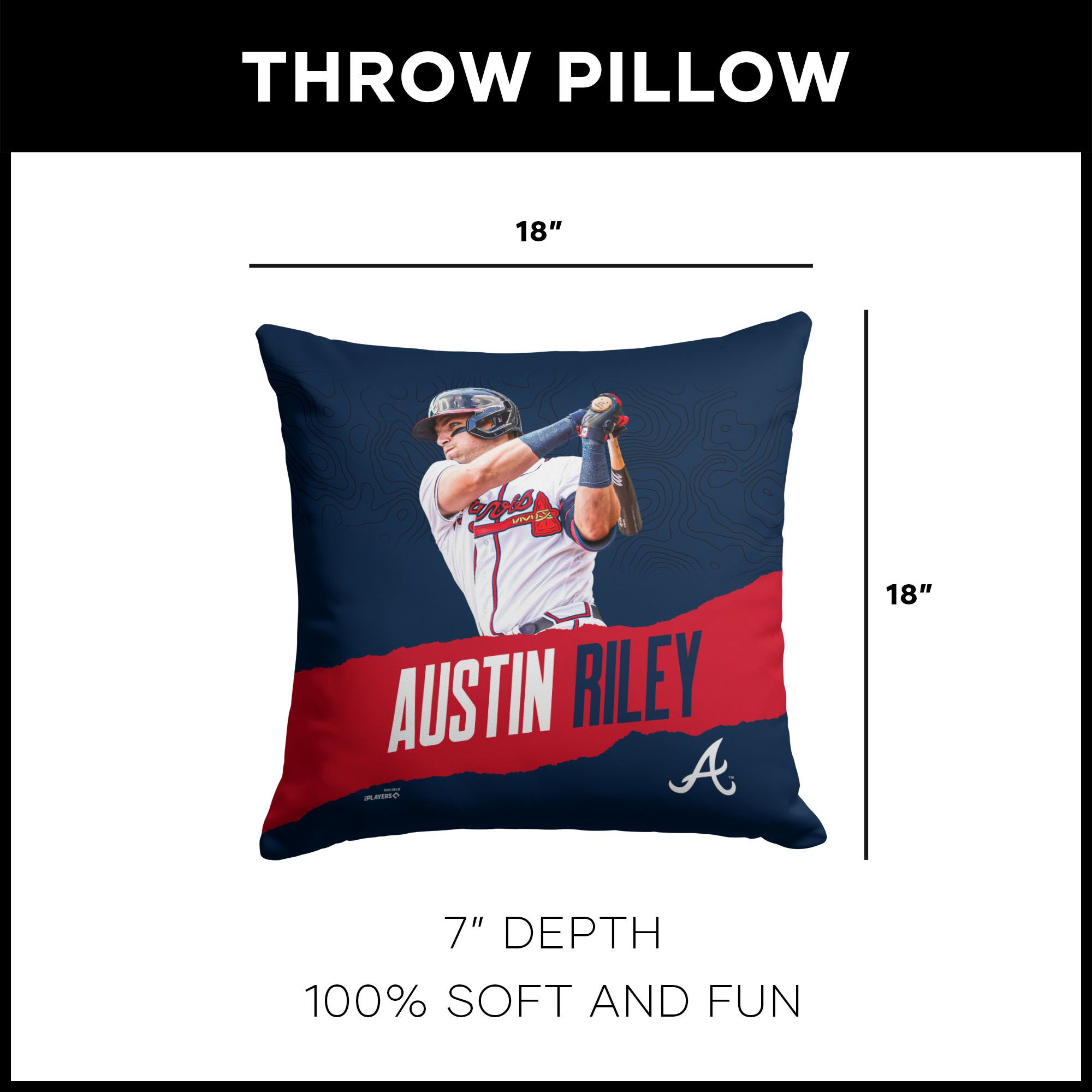 TheNorthwest Atlanta Braves Austin Riley 18'' x 18'' Throw Pillow product image