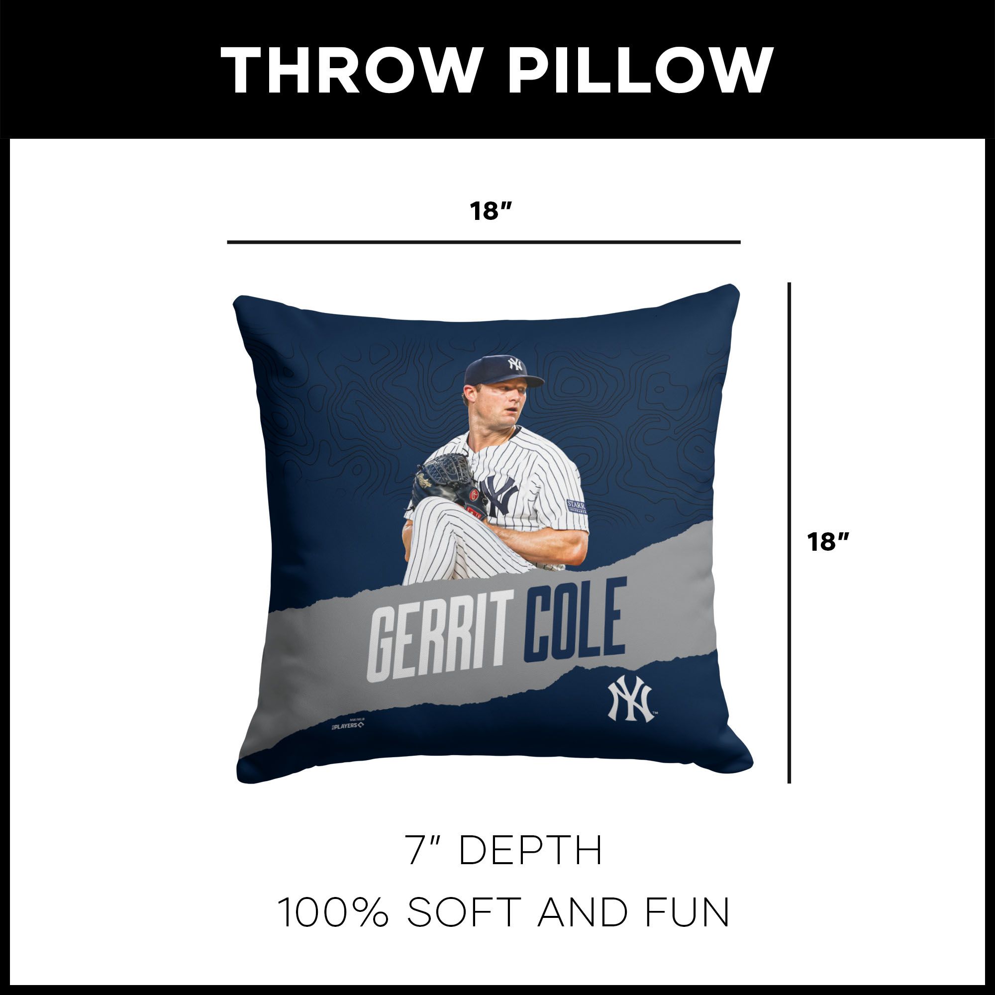 TheNorthwest New York Yankees Gerrit Cole 18'' x 18'' Throw Pillow product image