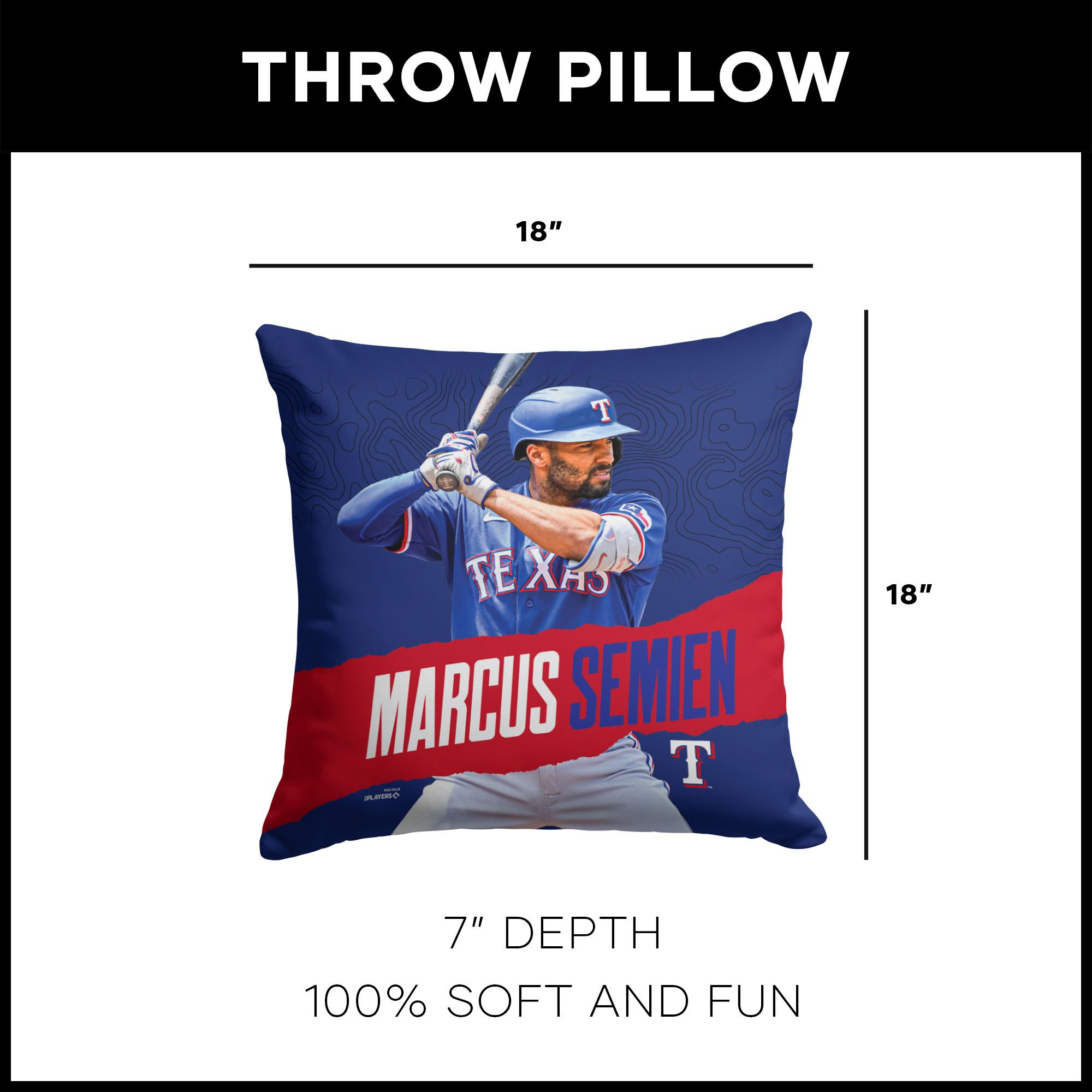 TheNorthwest Texas Rangers Marcus Semien 18'' x 18'' Throw Pillow product image