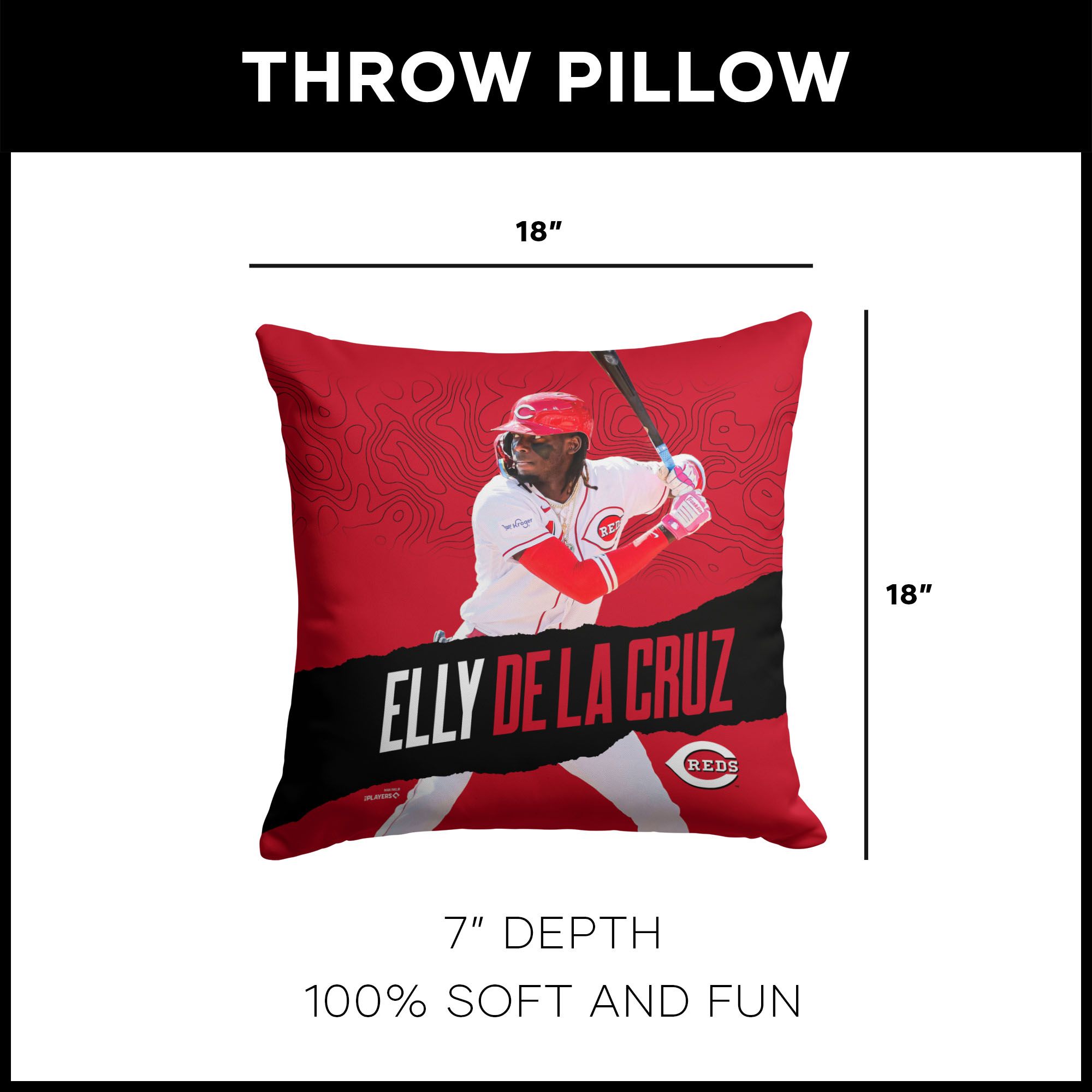 TheNorthwest Cincinnati Reds Elly De La Cruz 18'' x 18'' Throw Pillow product image