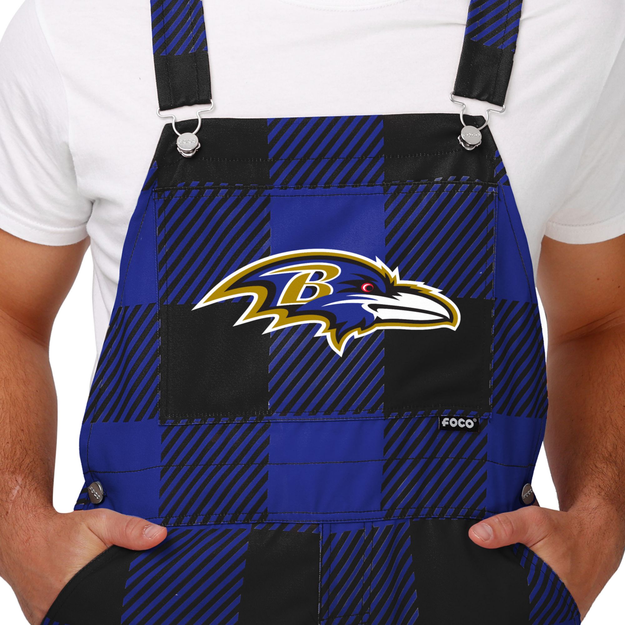 FOCO Men's Baltimore Ravens Plaid Overalls product image