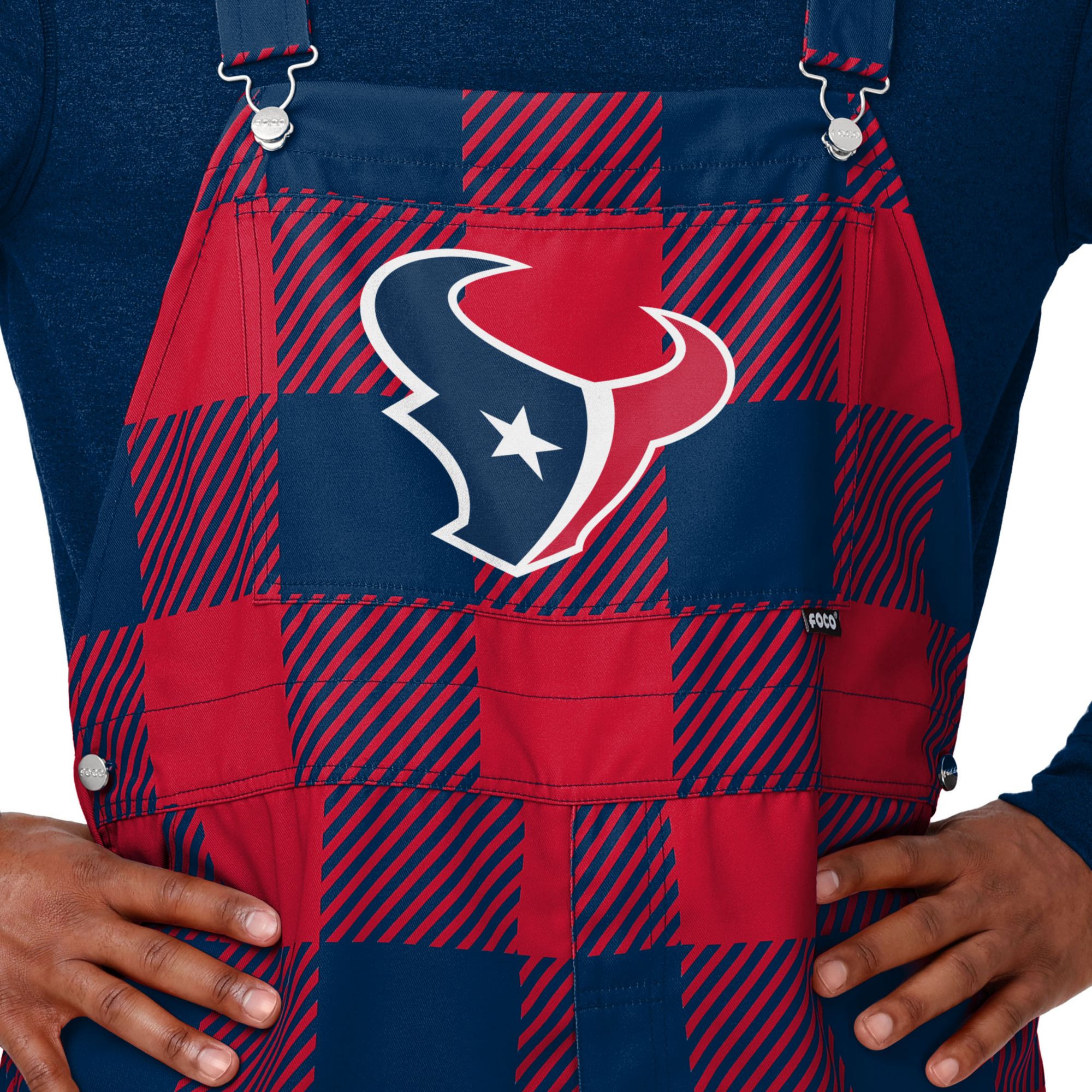 FOCO Men's Houston Texans Plaid Overalls product image