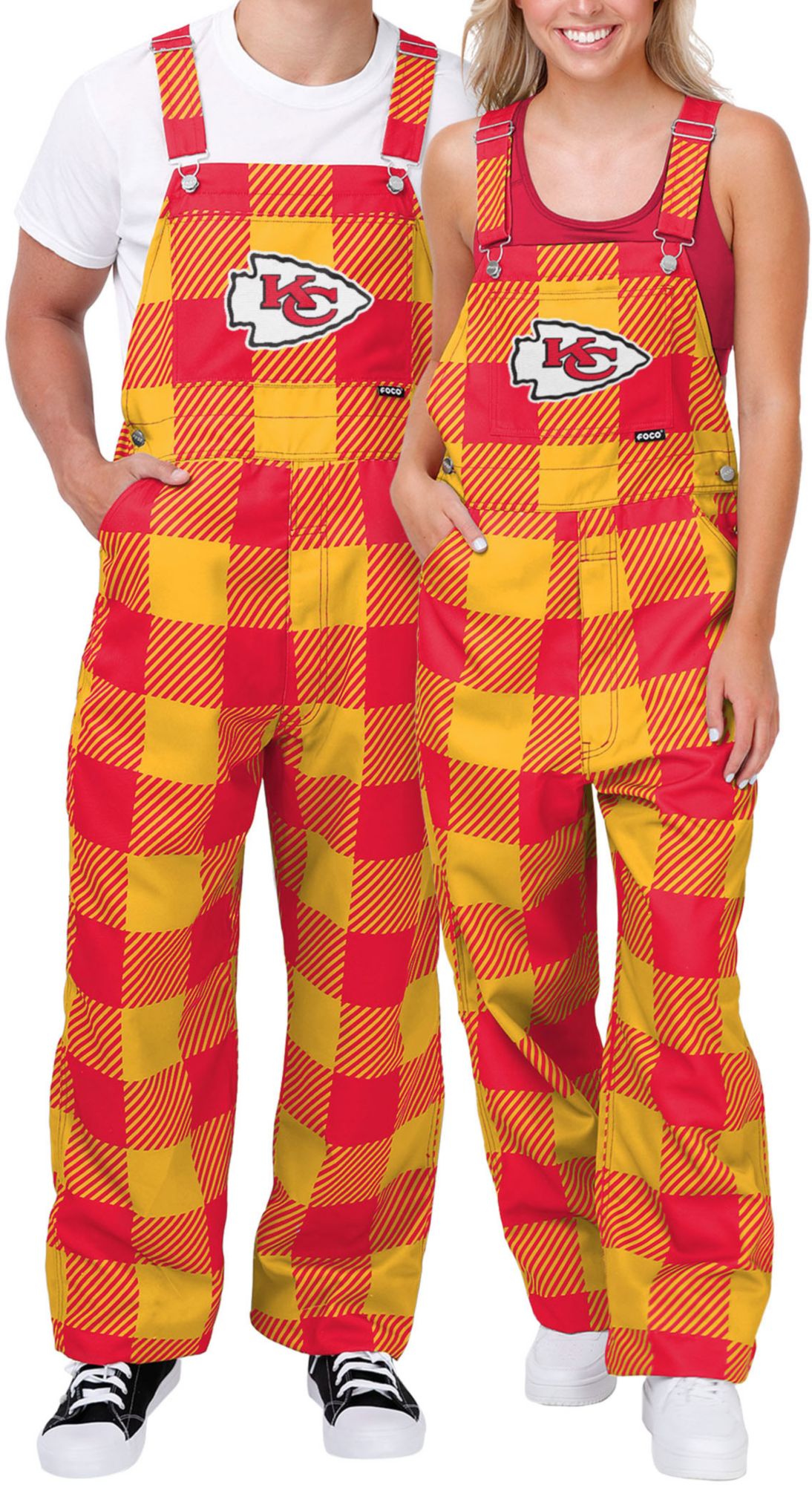FOCO Adult Kansas City Chiefs Plaid Overalls product image