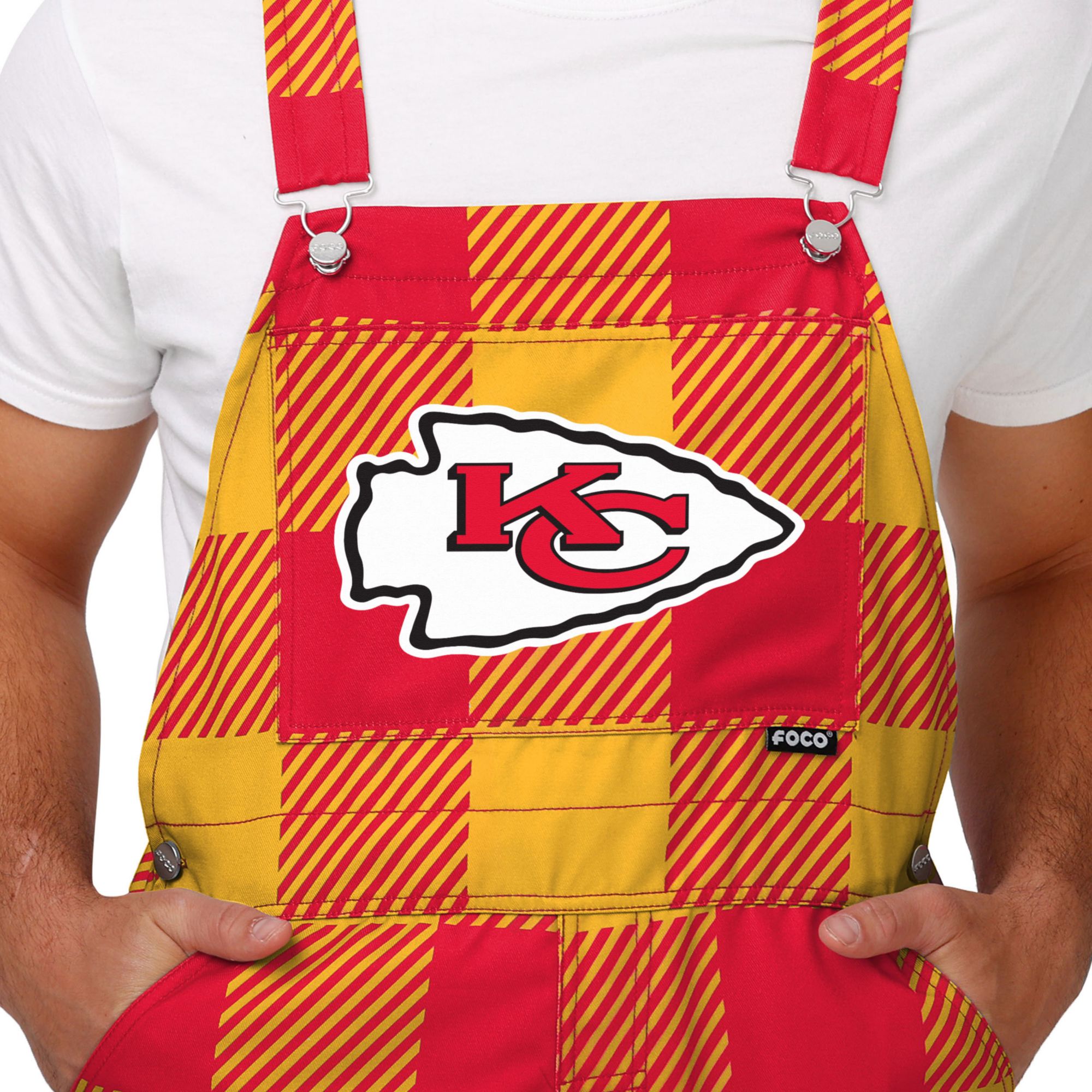 FOCO Adult Kansas City Chiefs Plaid Overalls product image
