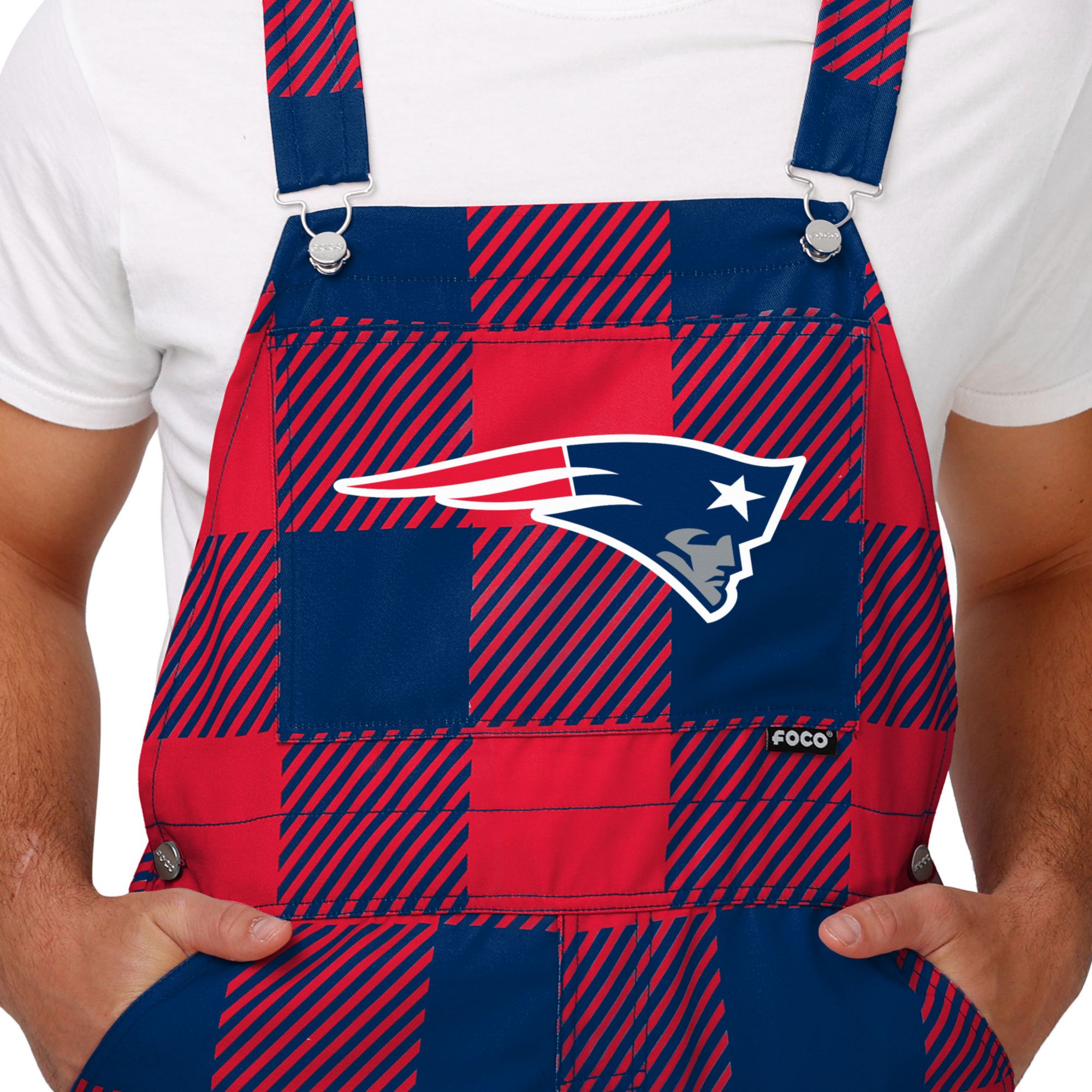 FOCO Men's New England Patriots Plaid Overalls product image