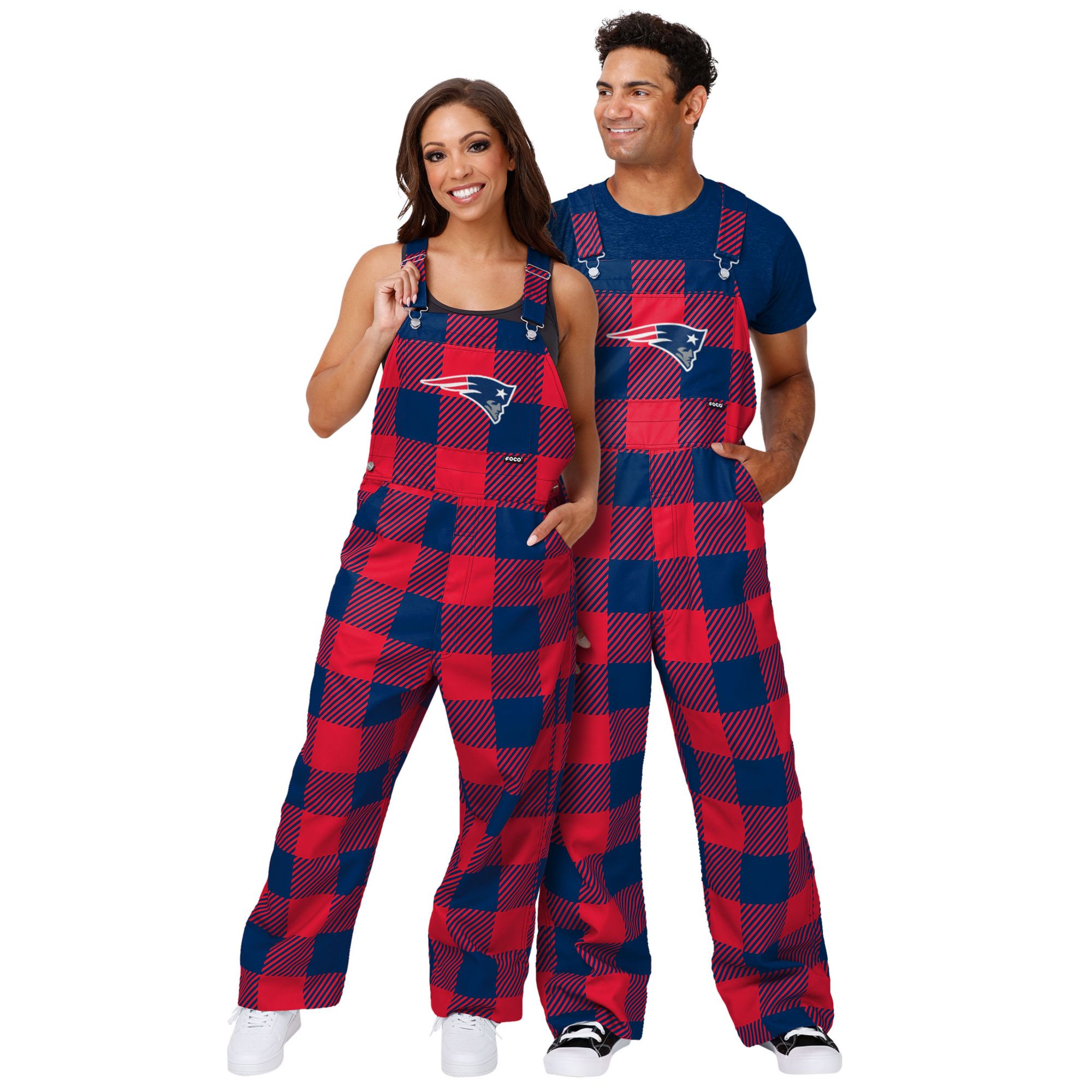 FOCO Men's New England Patriots Plaid Overalls product image