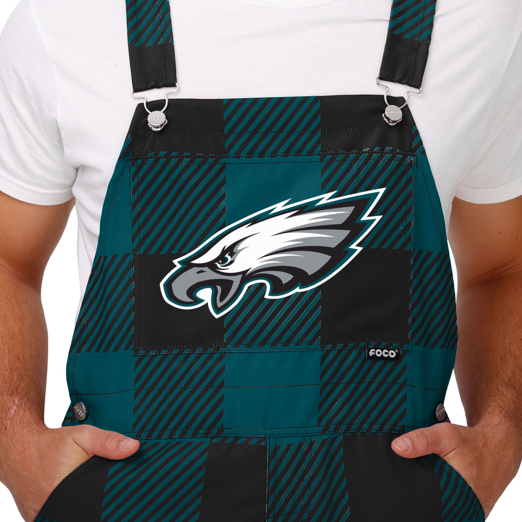 FOCO Adult Philadelphia Eagles Plaid Overalls product image