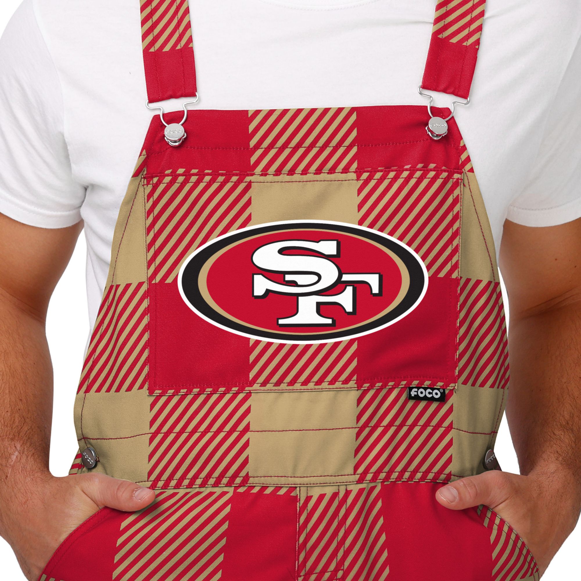FOCO Men's San Francisco 49ers Plaid Overalls product image