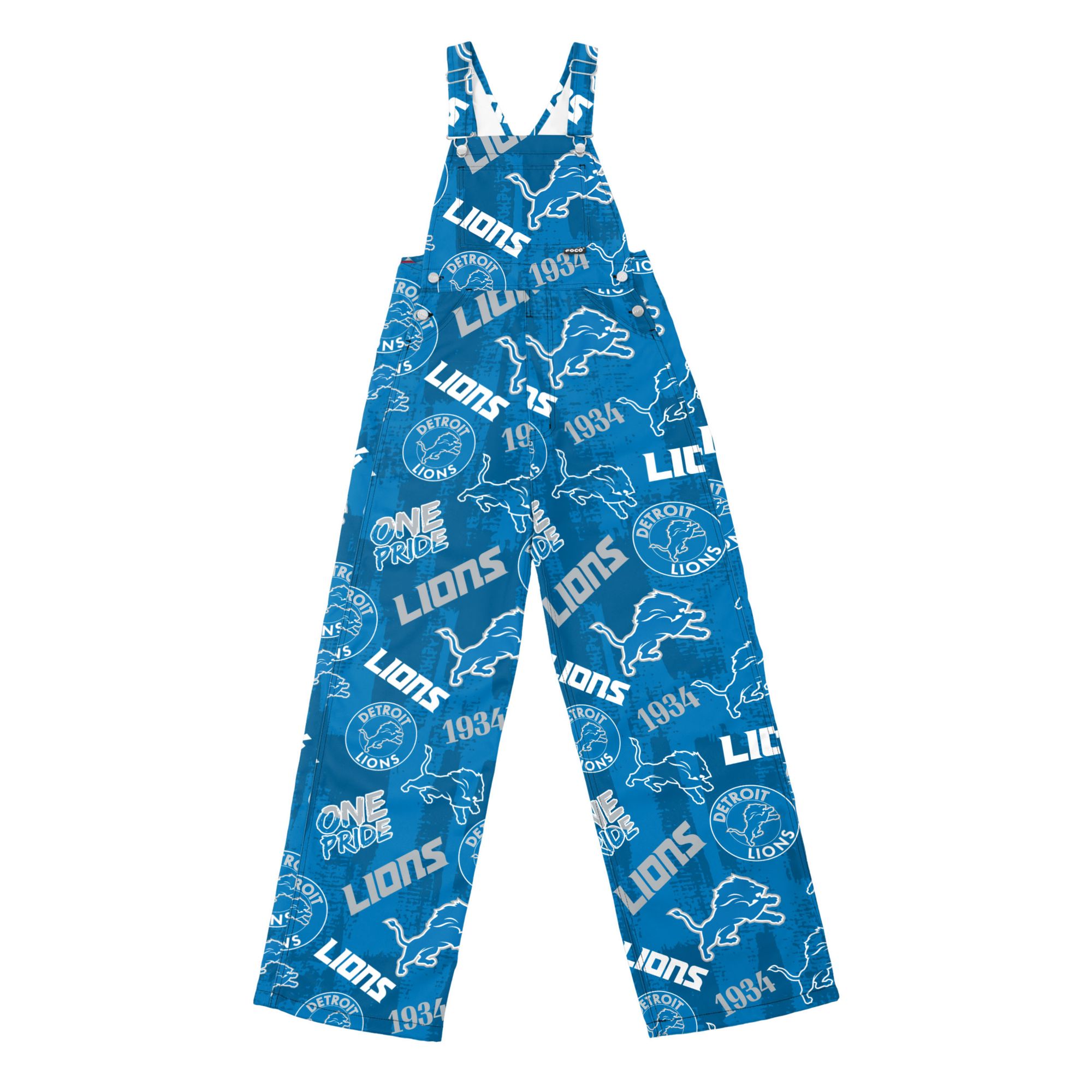 FOCO Men's Detroit Lions Blue Toss Print Overalls product image