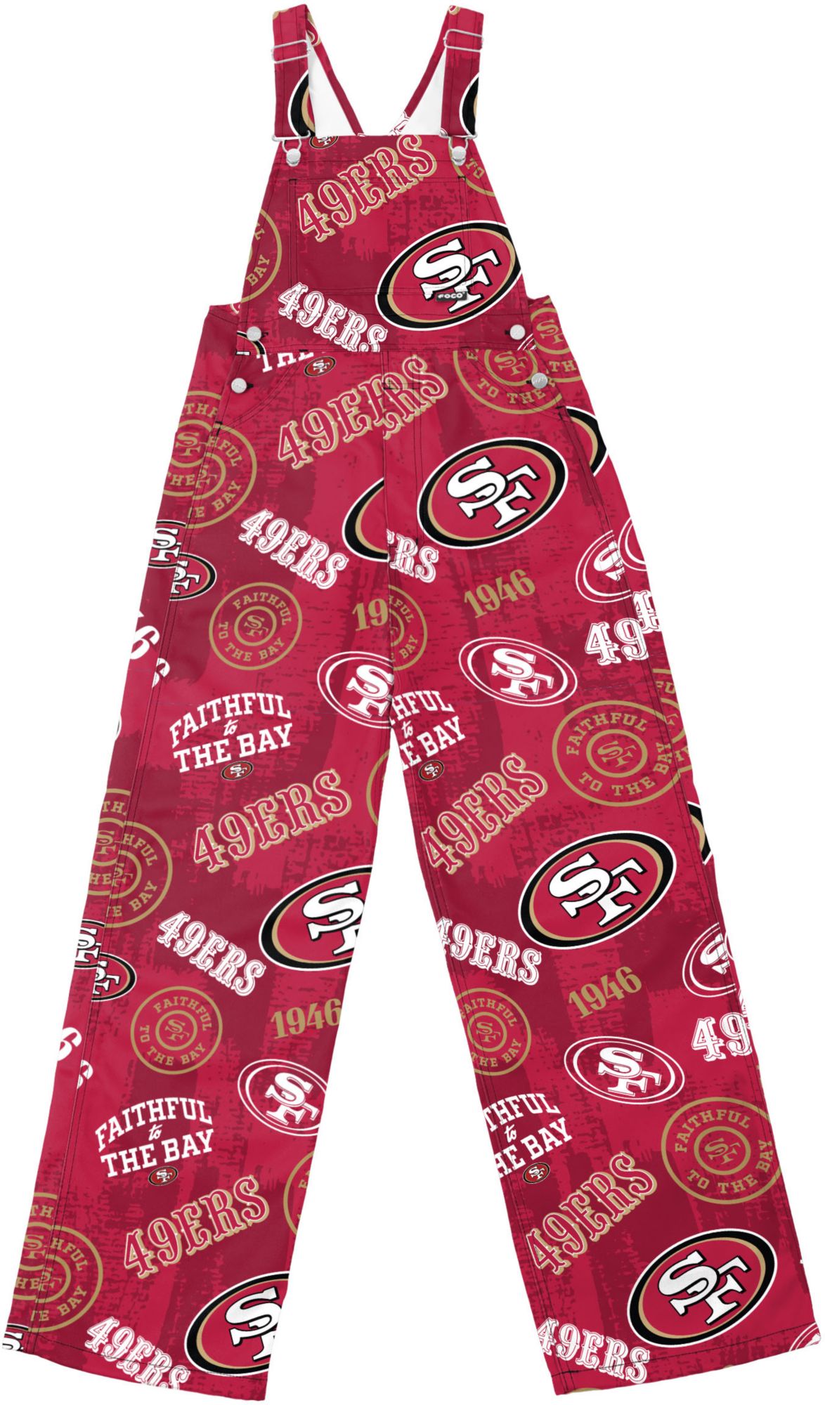 FOCO Men's San Francisco 49ers Red Toss Print Overalls product image