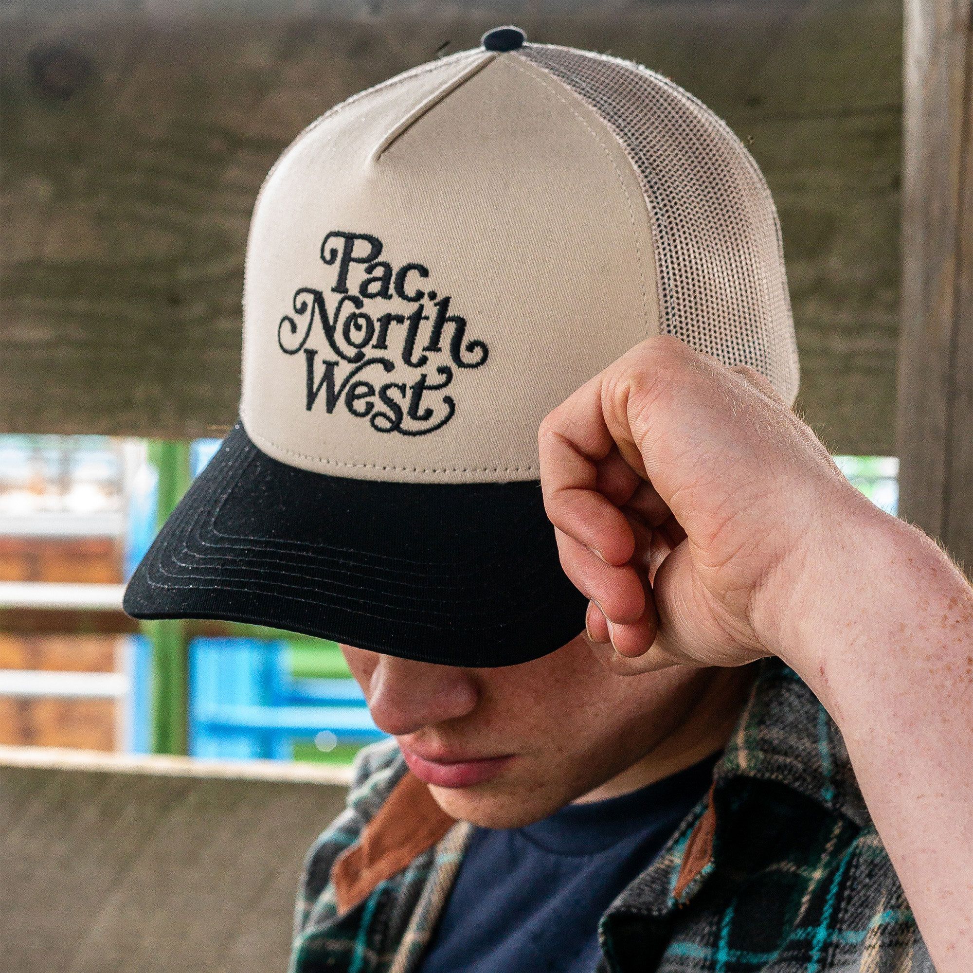 Great PNW Adult Pacific Northwest Cream Two Tone Adjustable Trucker Hat product image