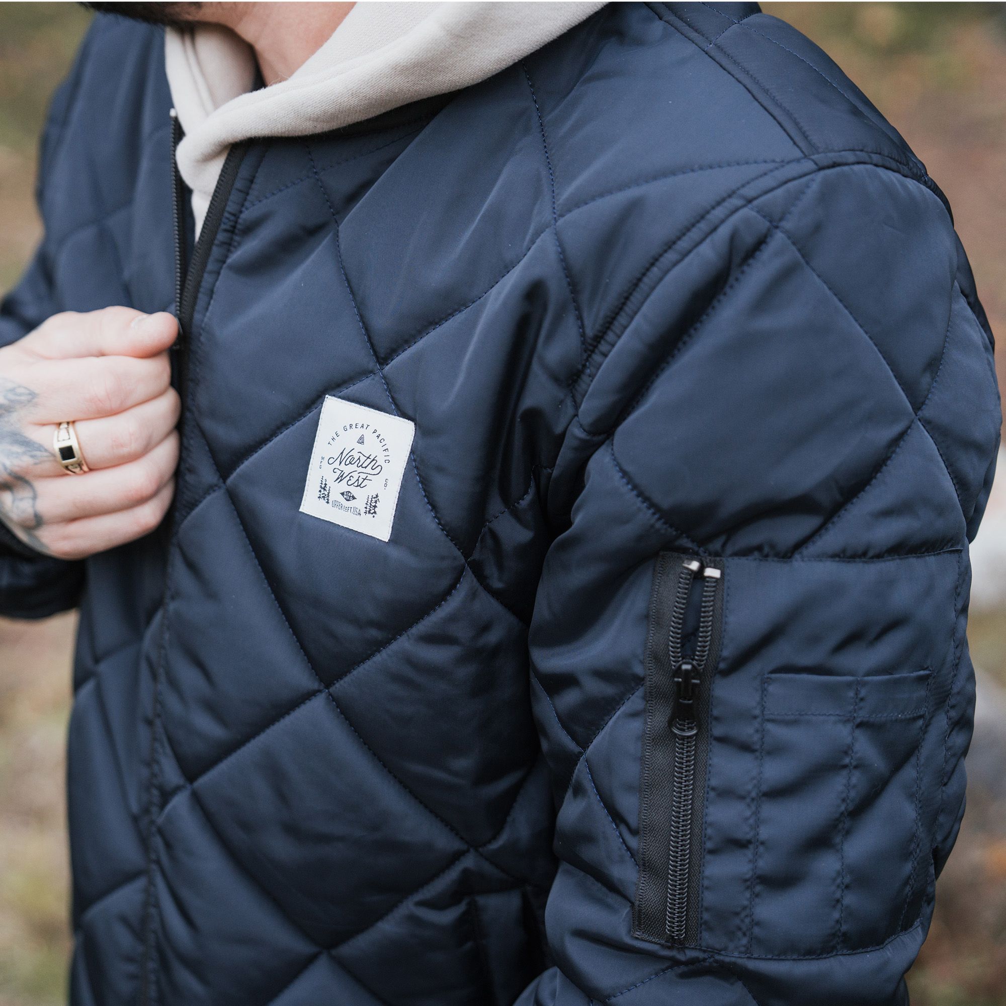 Great PNW Men's Pacific Northwest Navy Survey Bomber Jacket product image