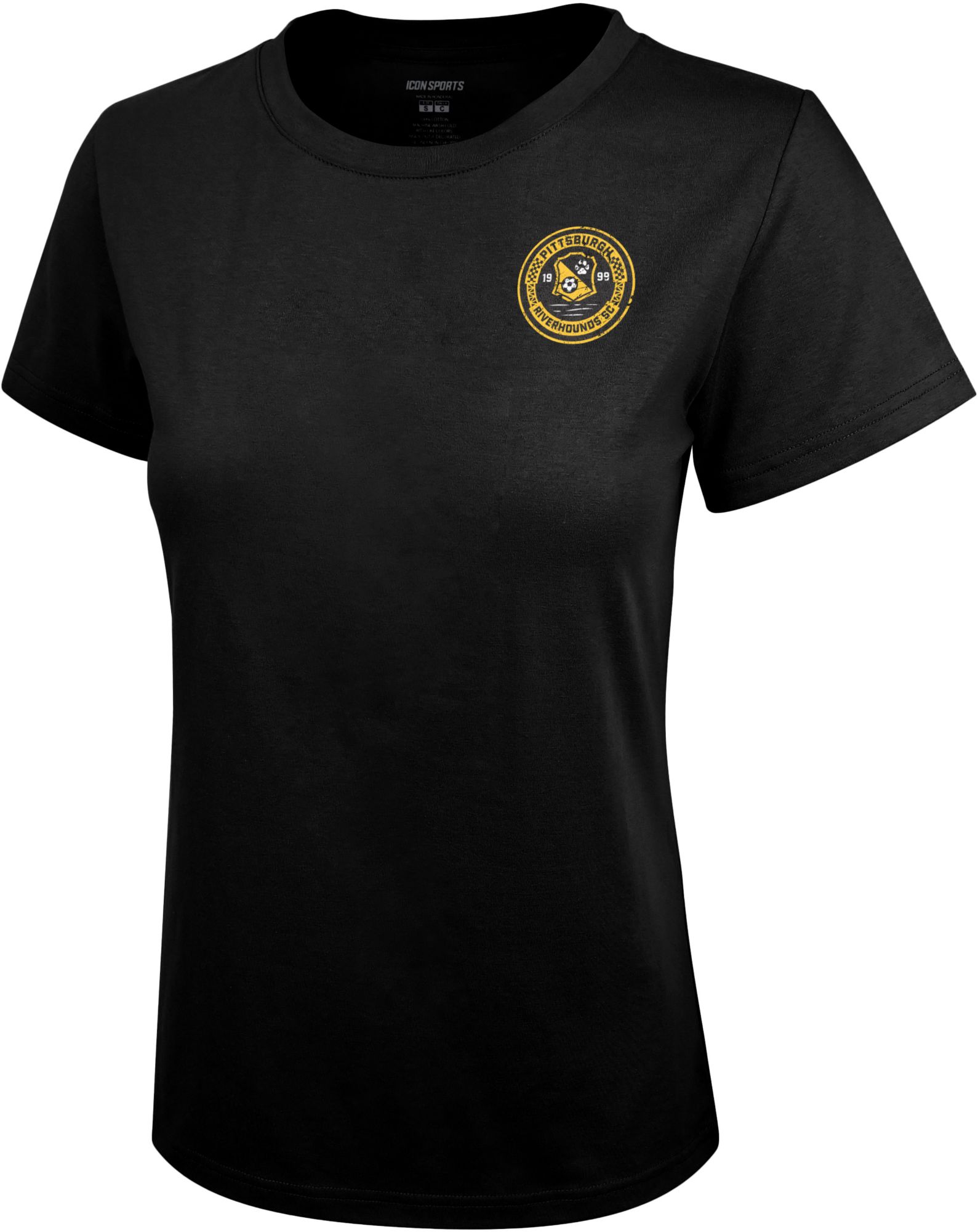 Icon Sports Group Women's Pittsburgh Riverhounds SC 2 Logo Black T-Shirt product image