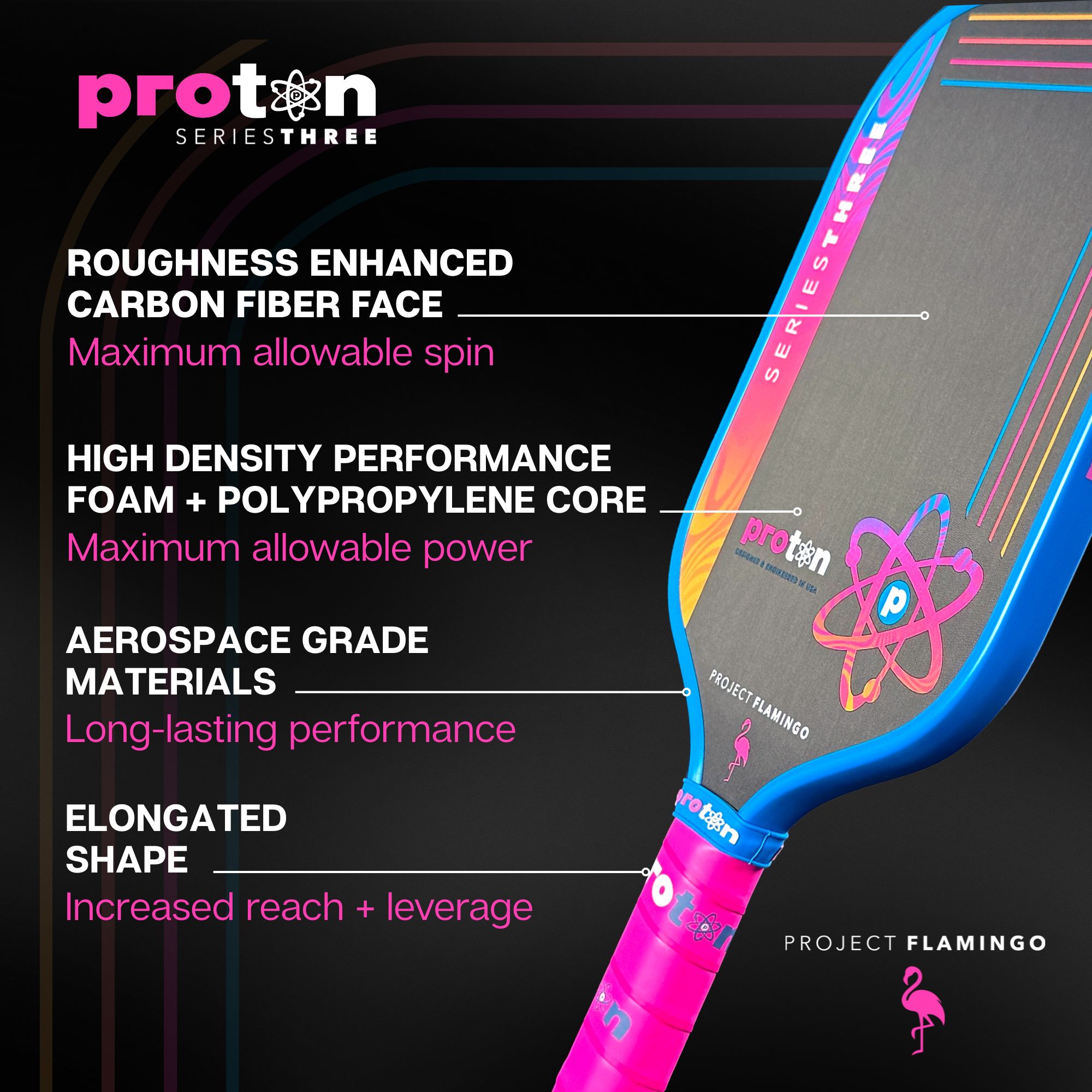 Proton Project Flamingo Pickleball Paddle Elongated 13mm product image