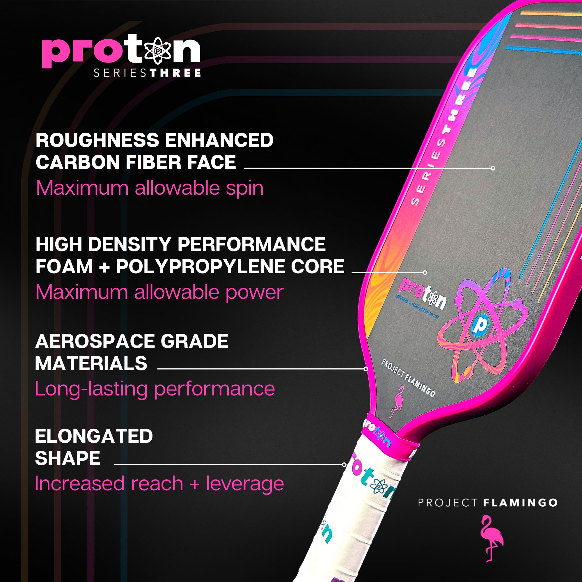 Proton Project Flamingo Pickleball Paddle Elongated 13mm product image