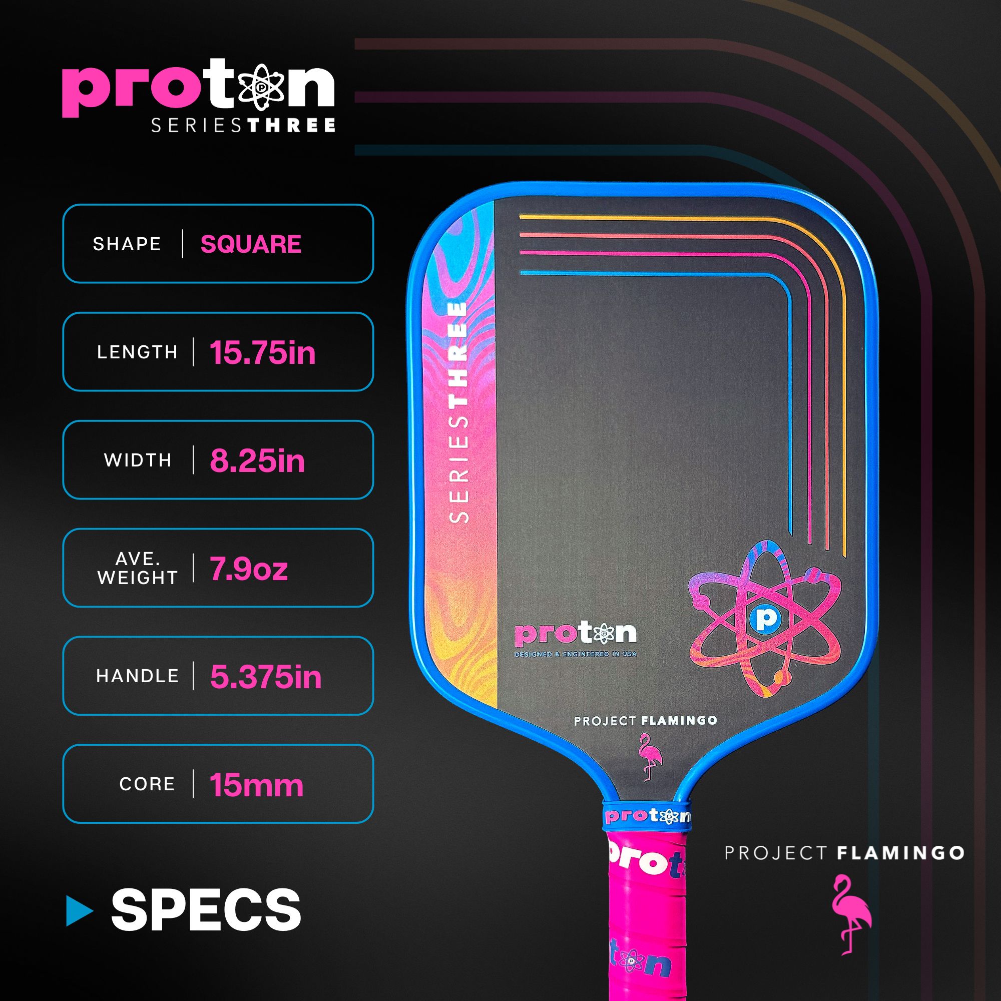 Proton Project Flamingo Pickleball Paddle Square 15mm product image