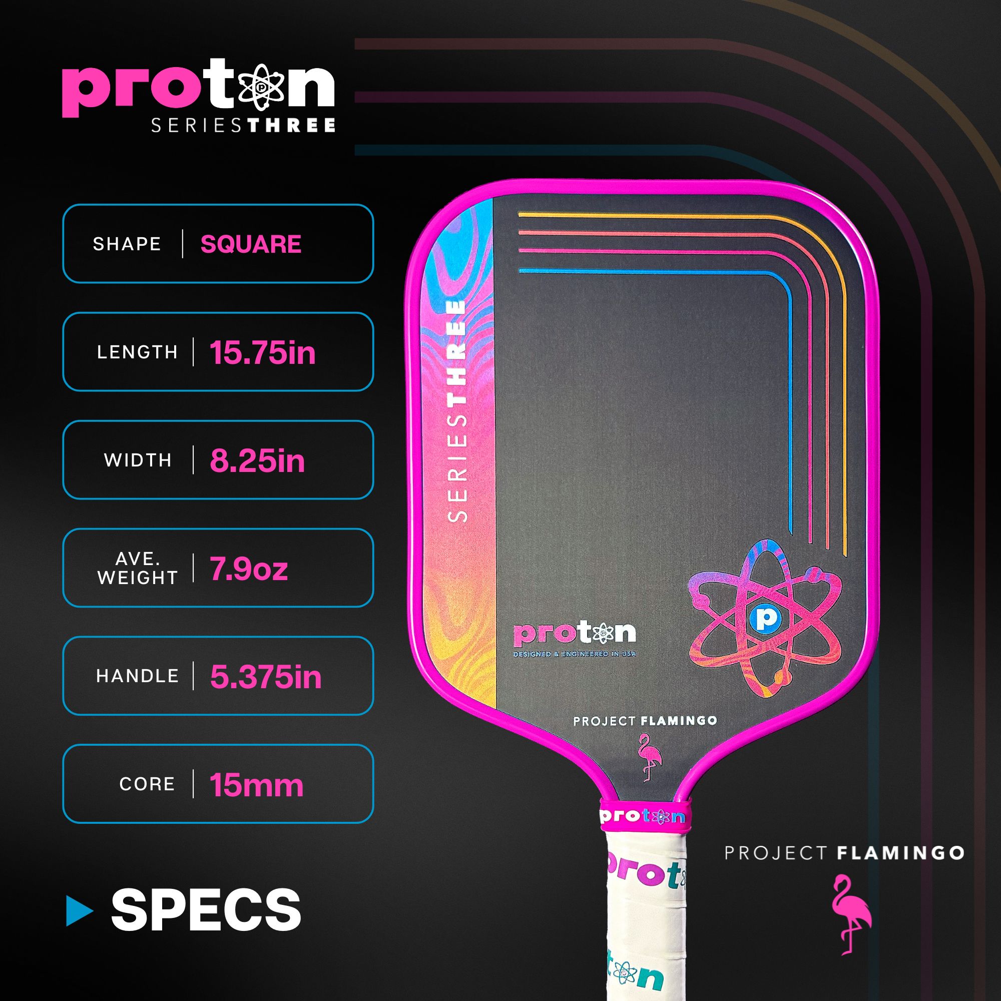 Proton Project Flamingo Pickleball Paddle Square 15mm product image
