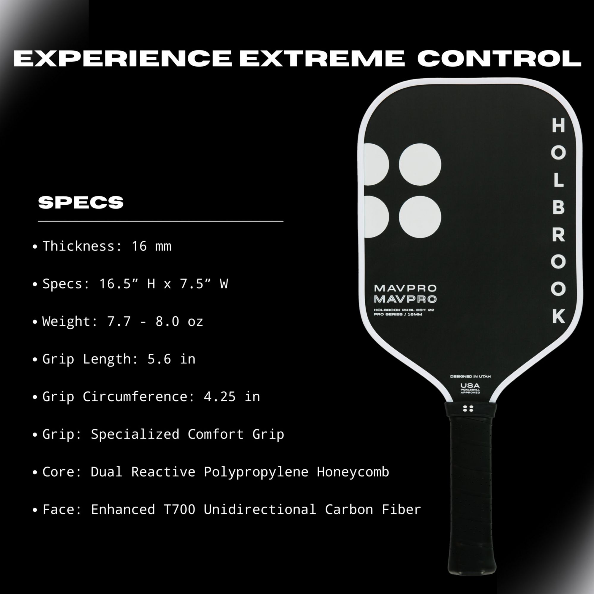Holbrook Mav Pro 2.0 Pro Series 16mm Pickleball Paddle product image