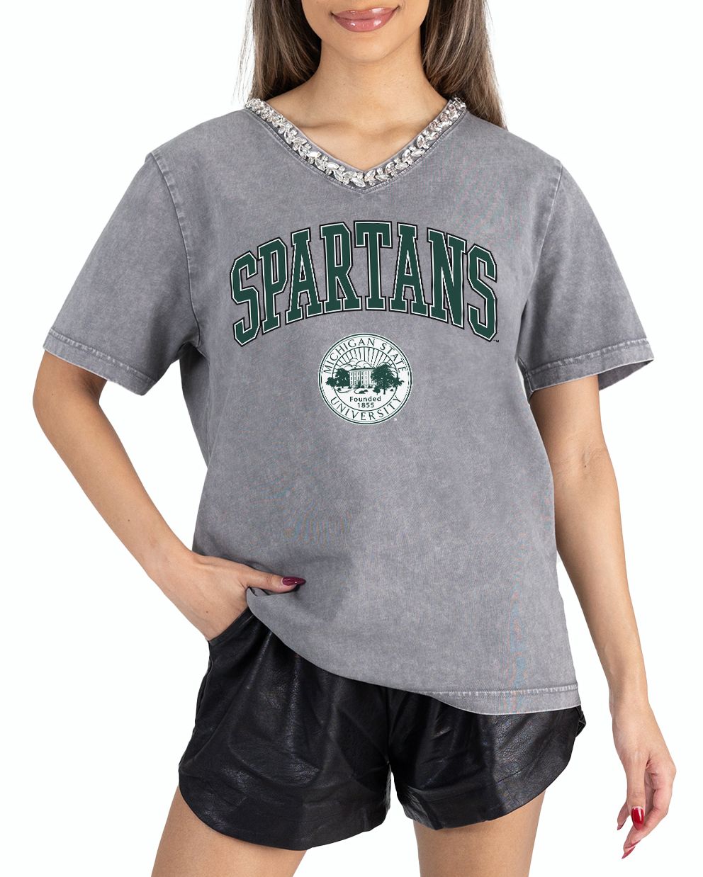 Gameday Couture Women's Michigan State Spartans Grey Icon Edge T-Shirt product image