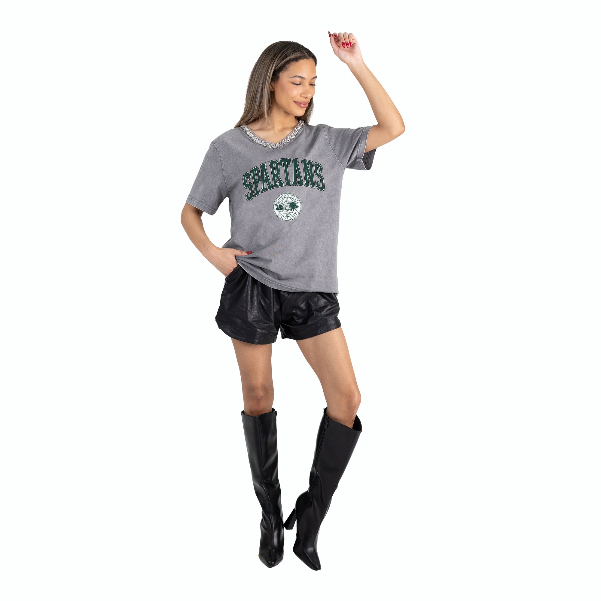 Gameday Couture Women's Michigan State Spartans Grey Icon Edge T-Shirt product image