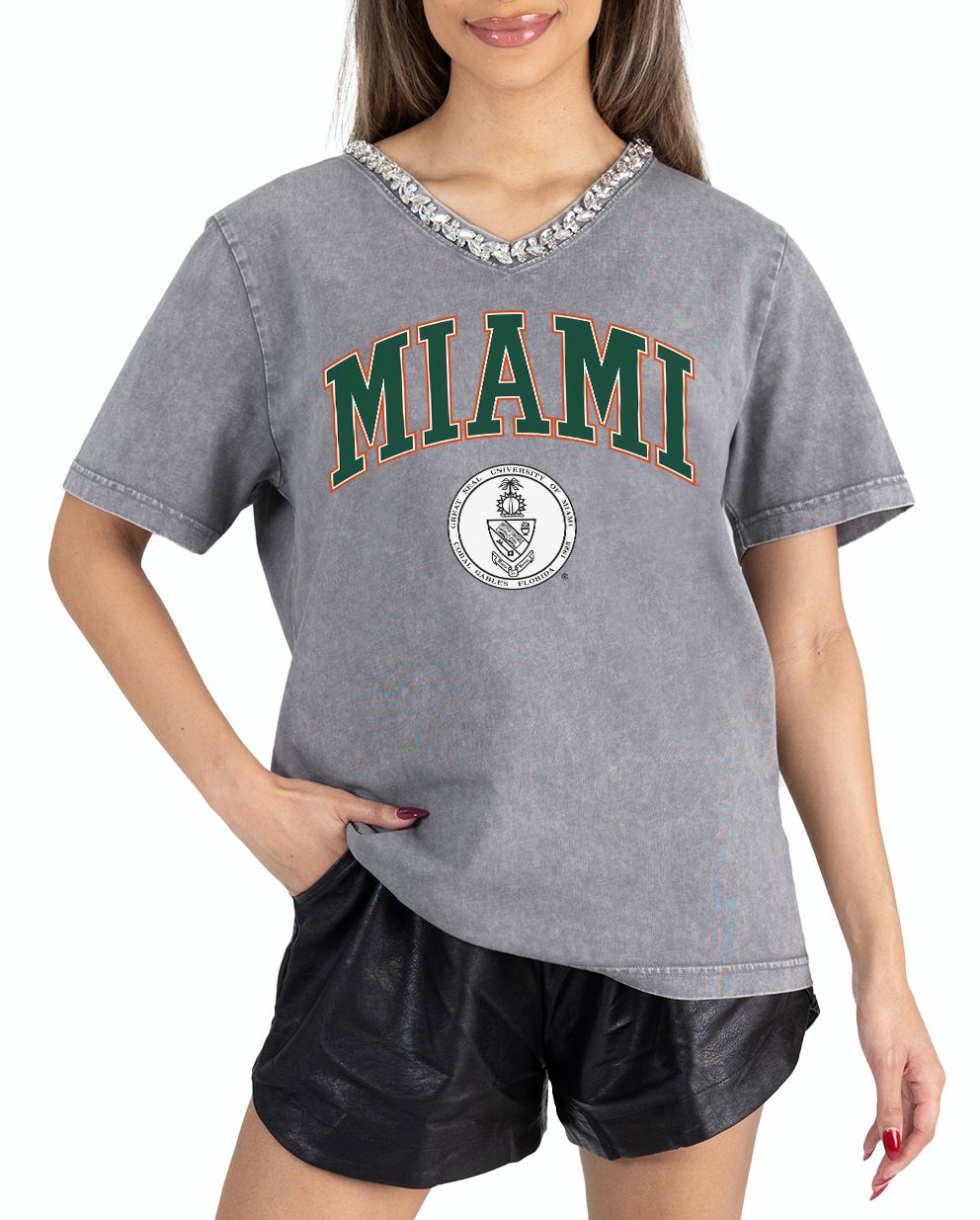 Gameday Couture Women's Miami Hurricanes Grey Icon Edge T-Shirt product image