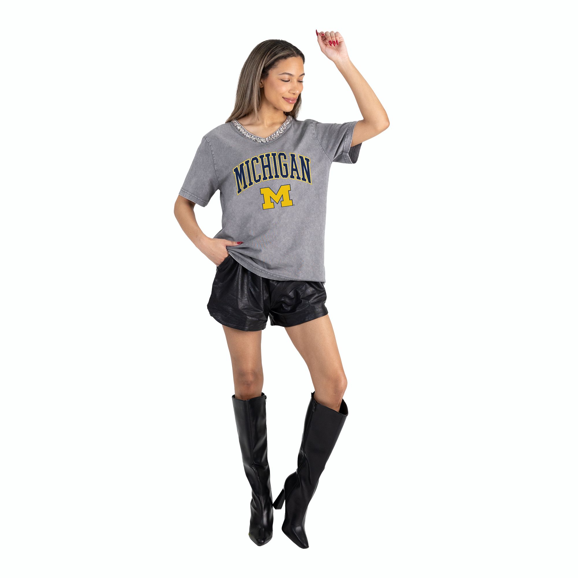 Gameday Couture Women's Michigan Wolverines Grey Icon Edge T-Shirt product image