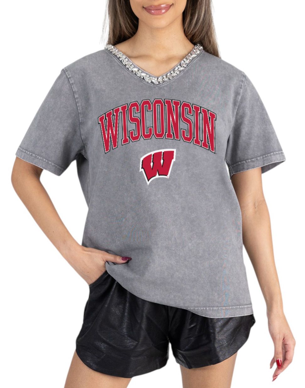 Gameday Couture Women's Wisconsin Badgers Grey Icon Edge T-Shirt product image